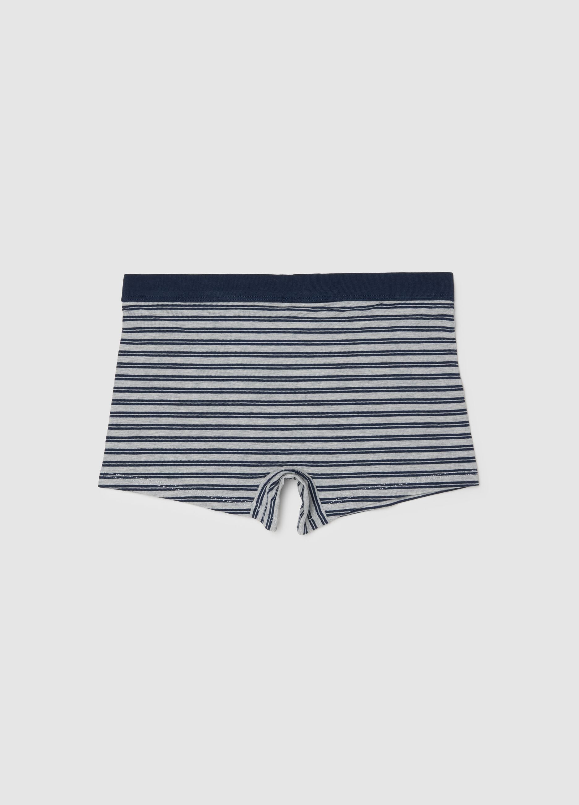 Boys' regular fit multicolour striped stretch cotton boxer shorts