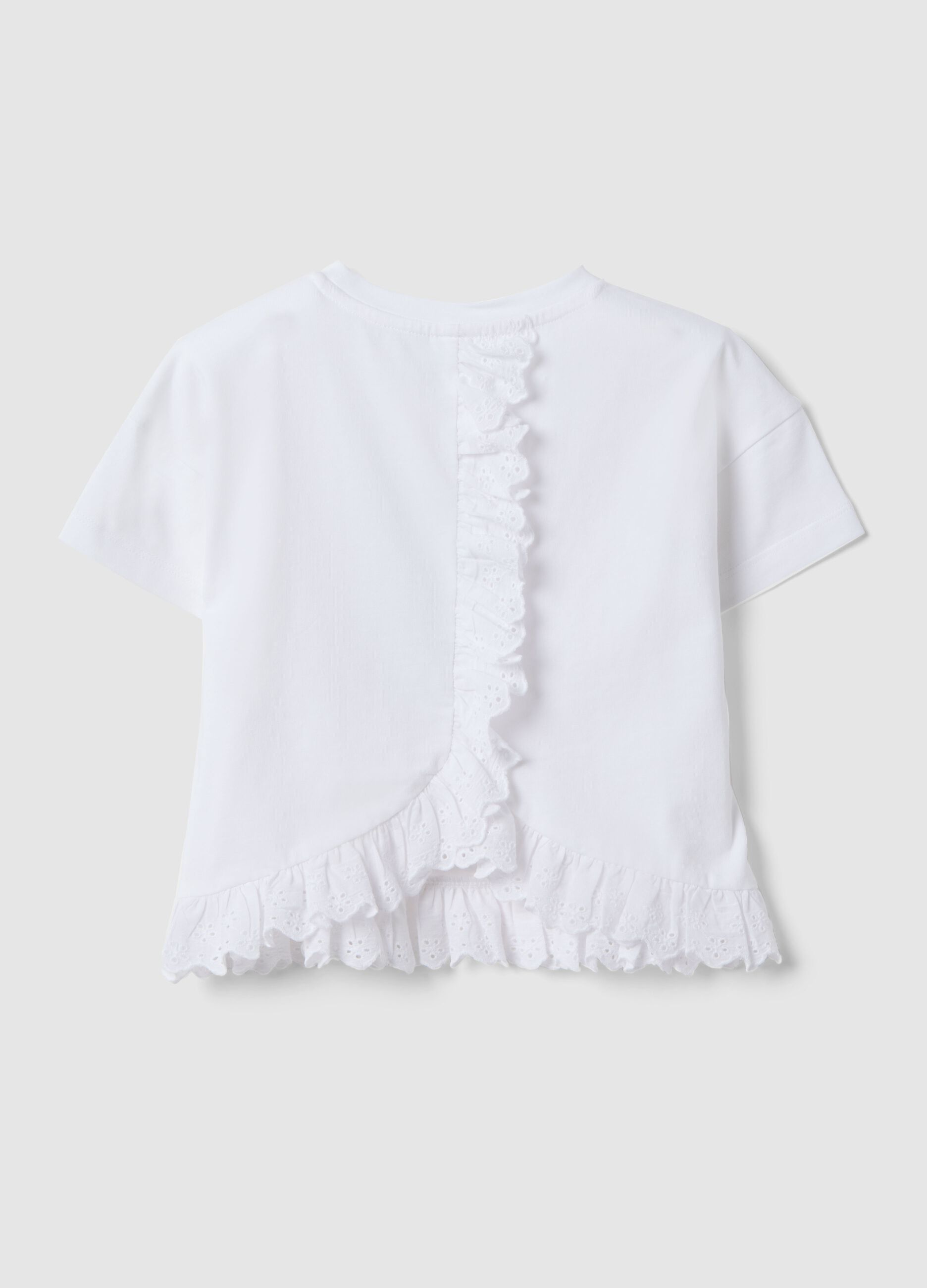 Girl's white stretchy cotton T-shirt featuring Minnie