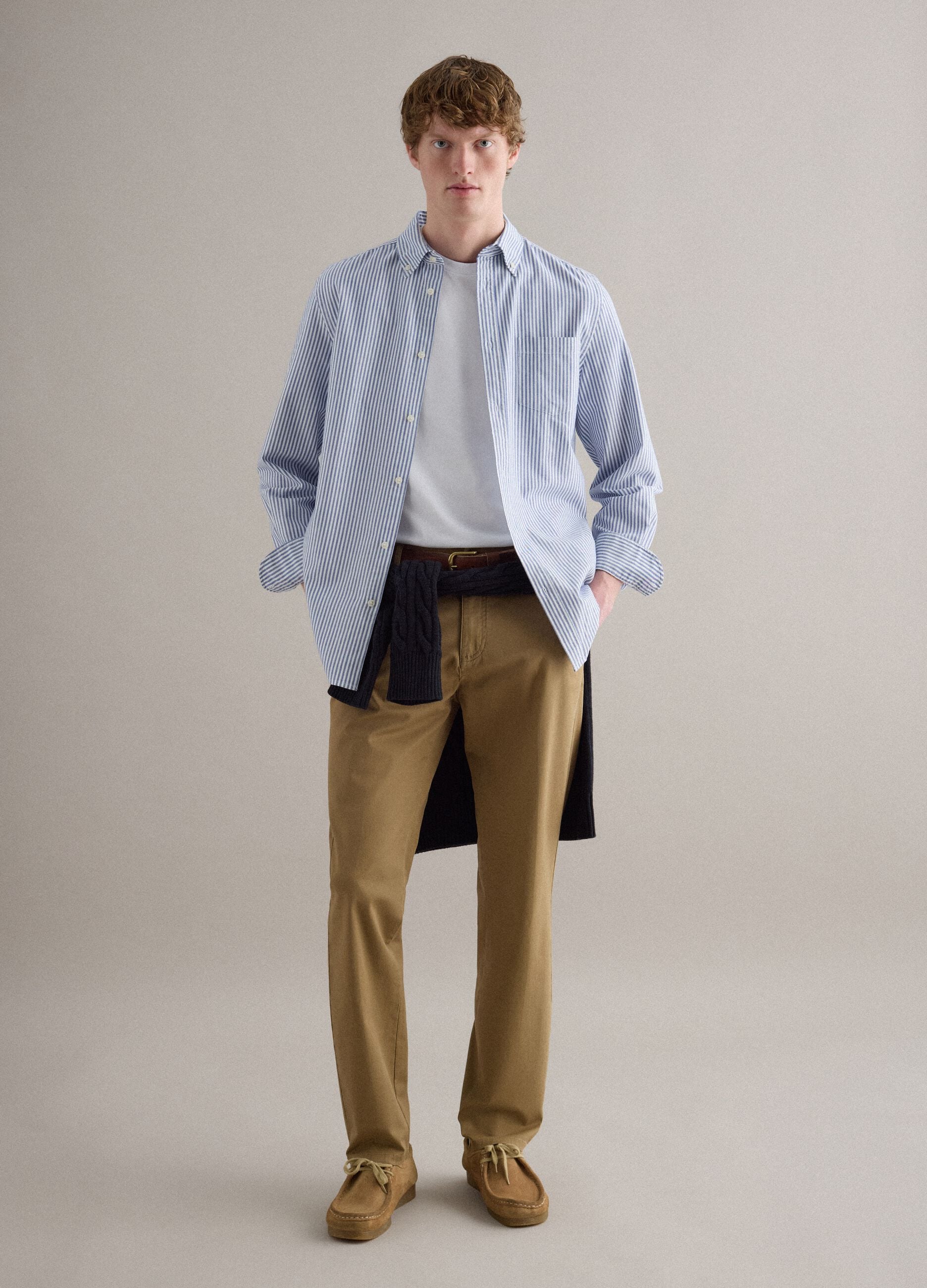 Multicolored striped pure cotton shirt regular fit