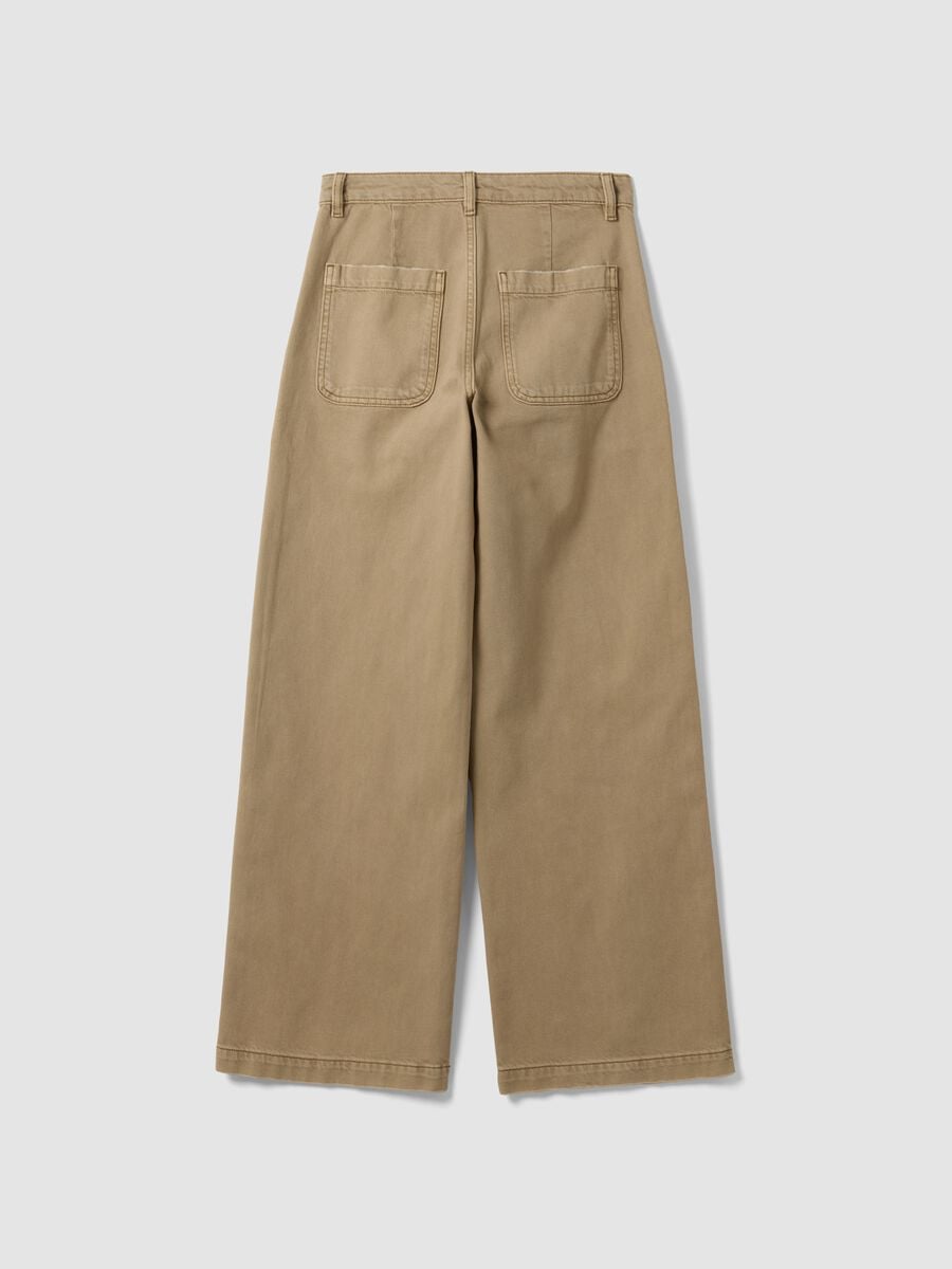 Jeans denim beige wide leg in puro cotone_2