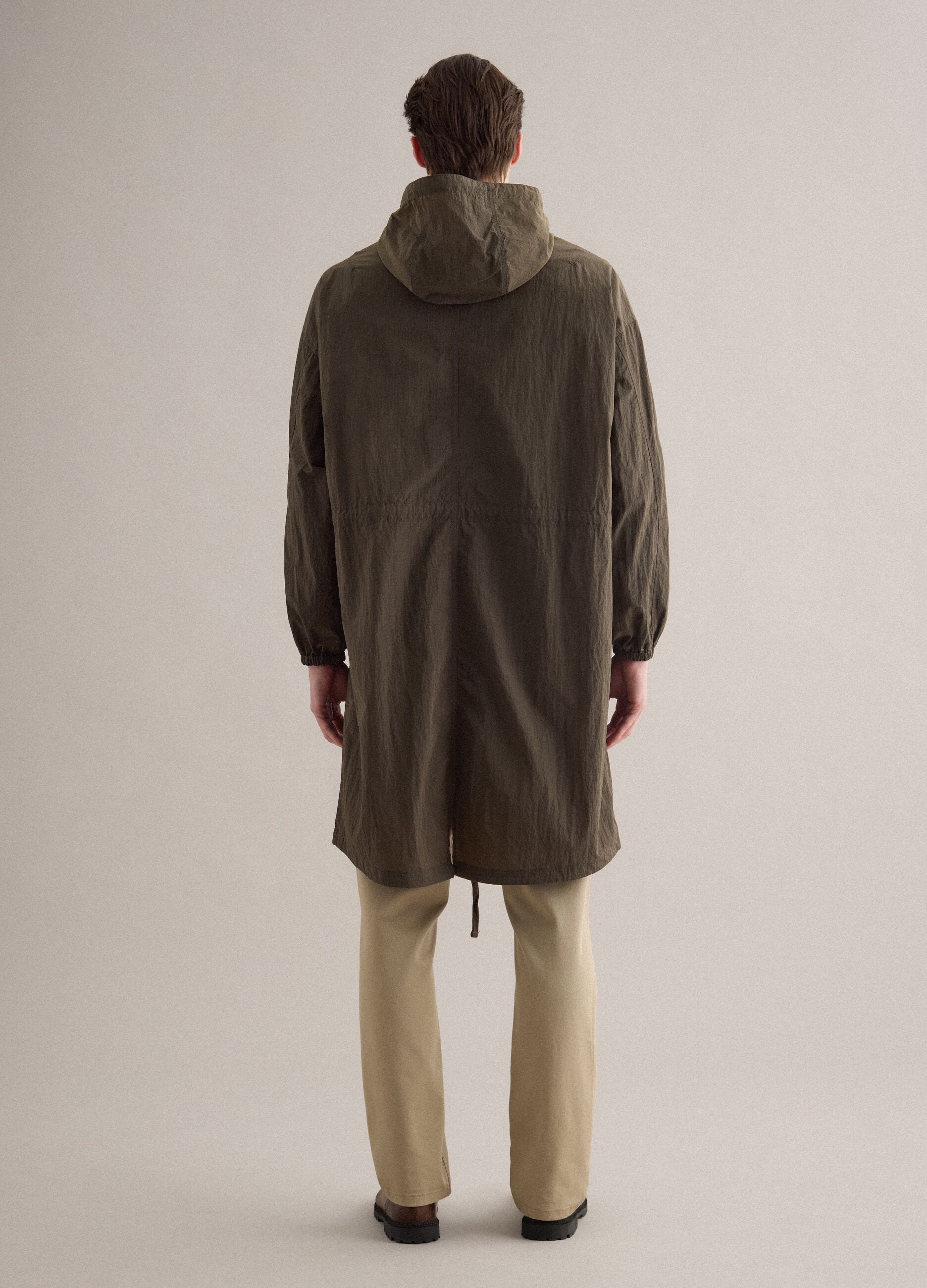 Brown regular fit parka jacket with full zip and hood