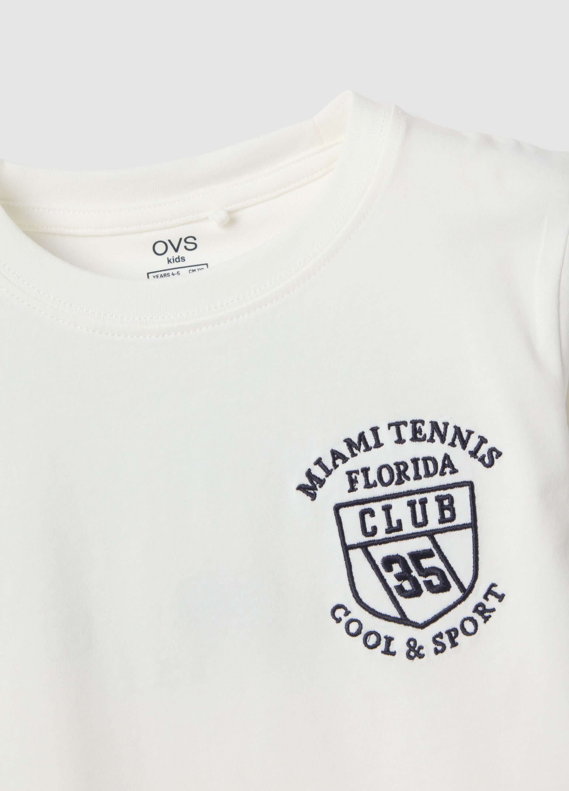 White stretchy cotton oversized fit kids' t-shirt with logo