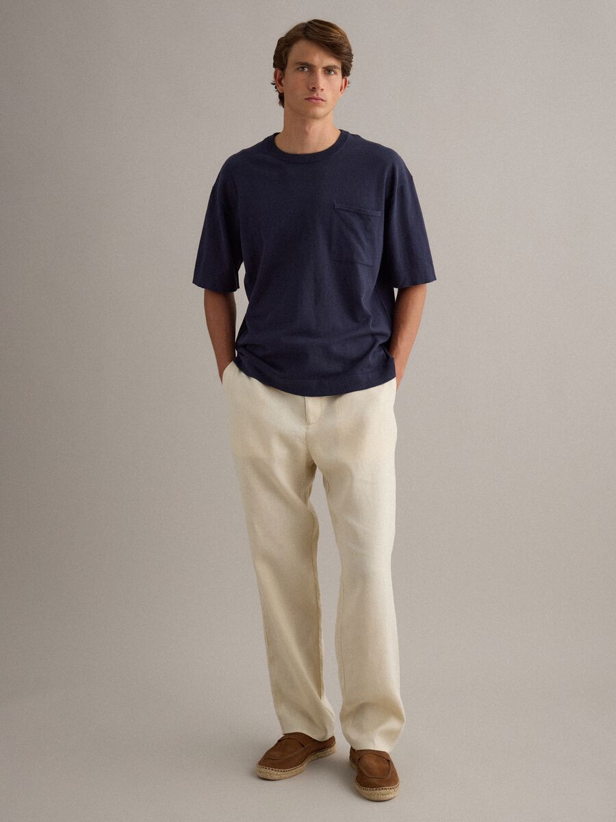 Blue pure cotton regular-fit short-sleeve T-shirt_2