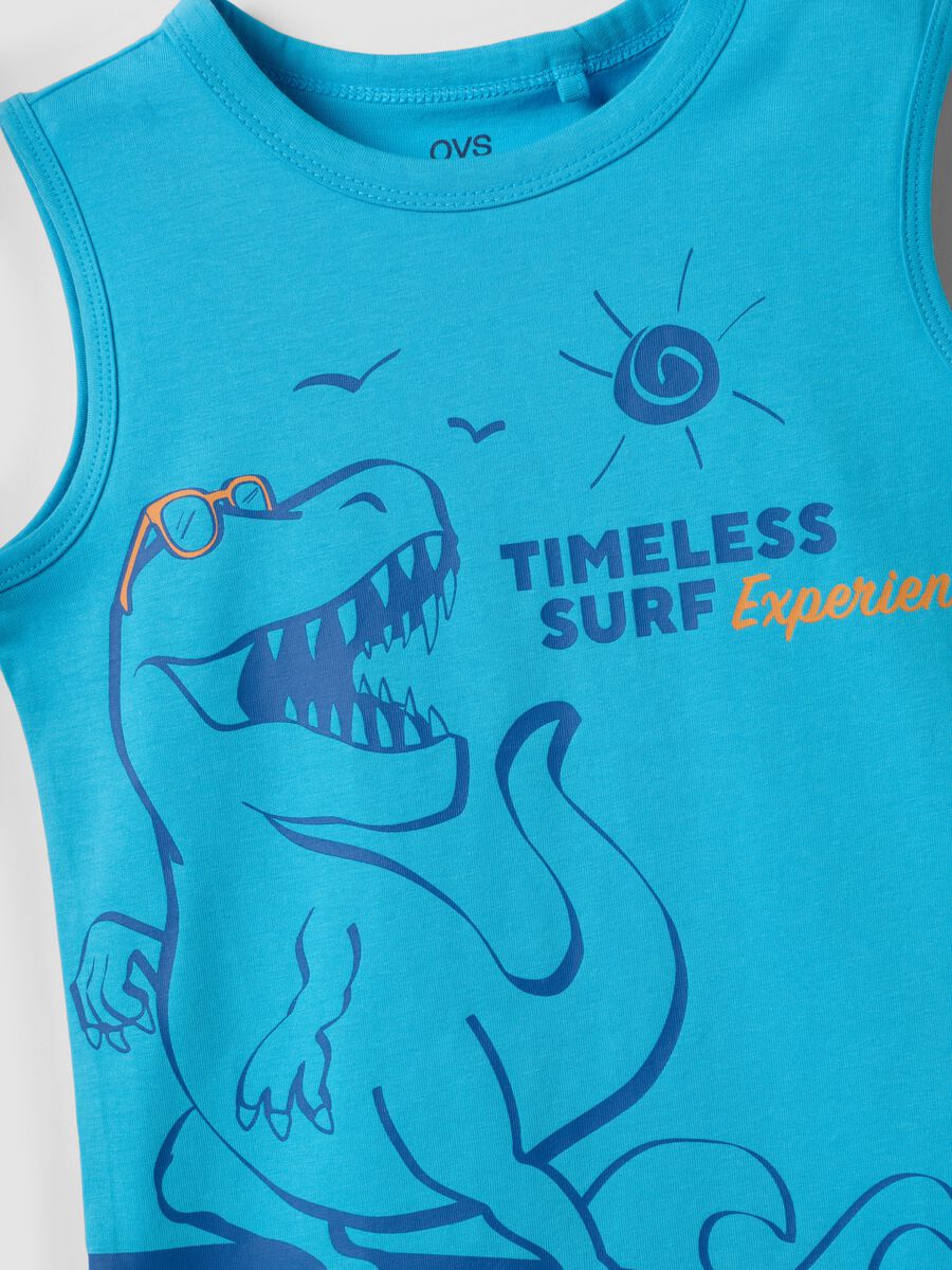 Blue pure cotton surf-print vest top for boys, regular fit_2