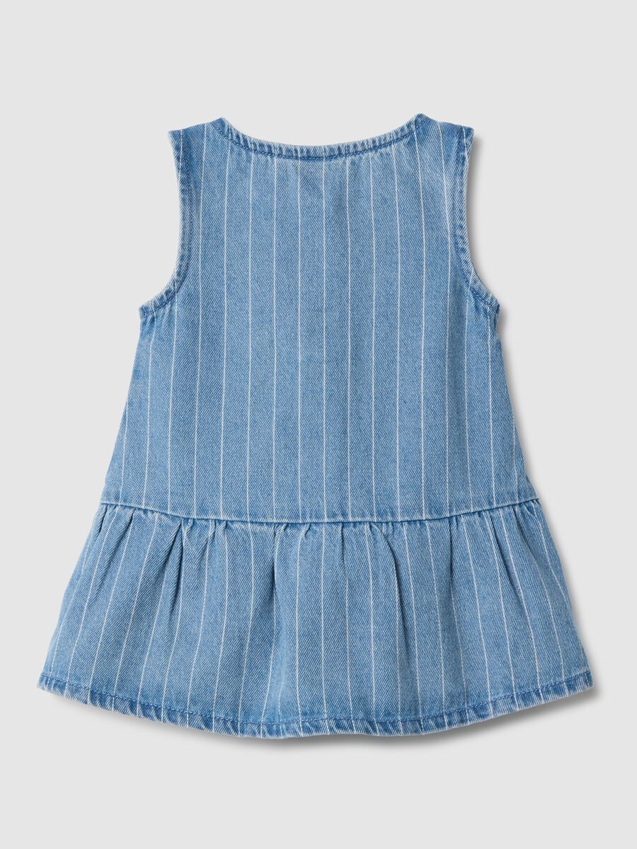 Blue denim regular fit cotton blend dress for toddler_1