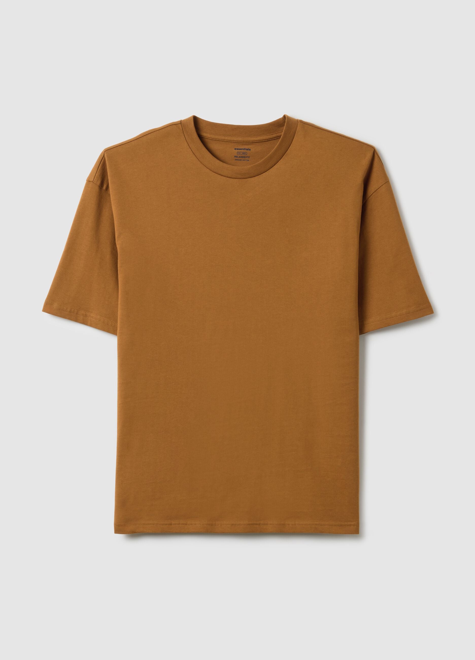 Brown pure cotton relaxed fit T-shirt