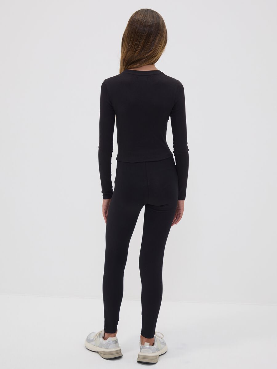 Leggings skinny neri in cotone organico elasticizzato per ragazza_2