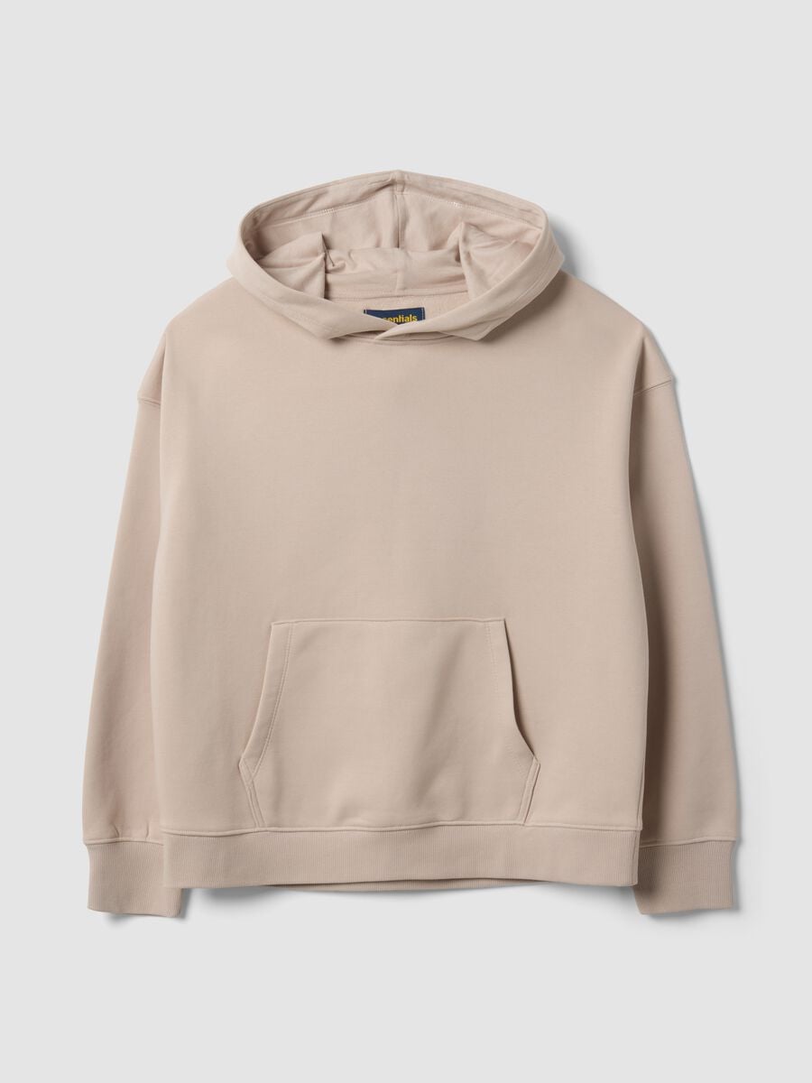 Felpa bianca in misto cotone con cappuccio regular fit_0