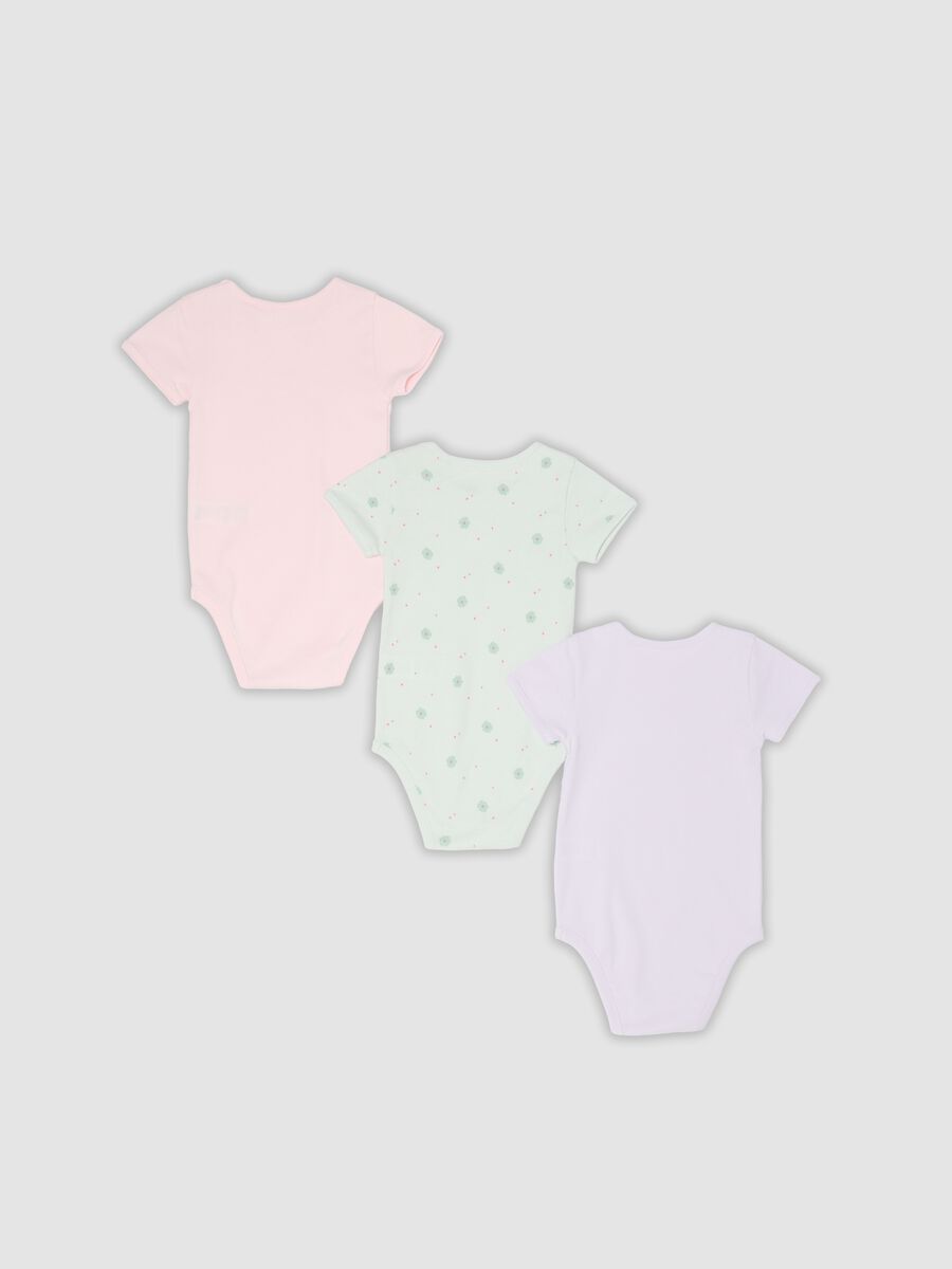 3-pack of multicolour organic cotton bodysuits for baby girl_1