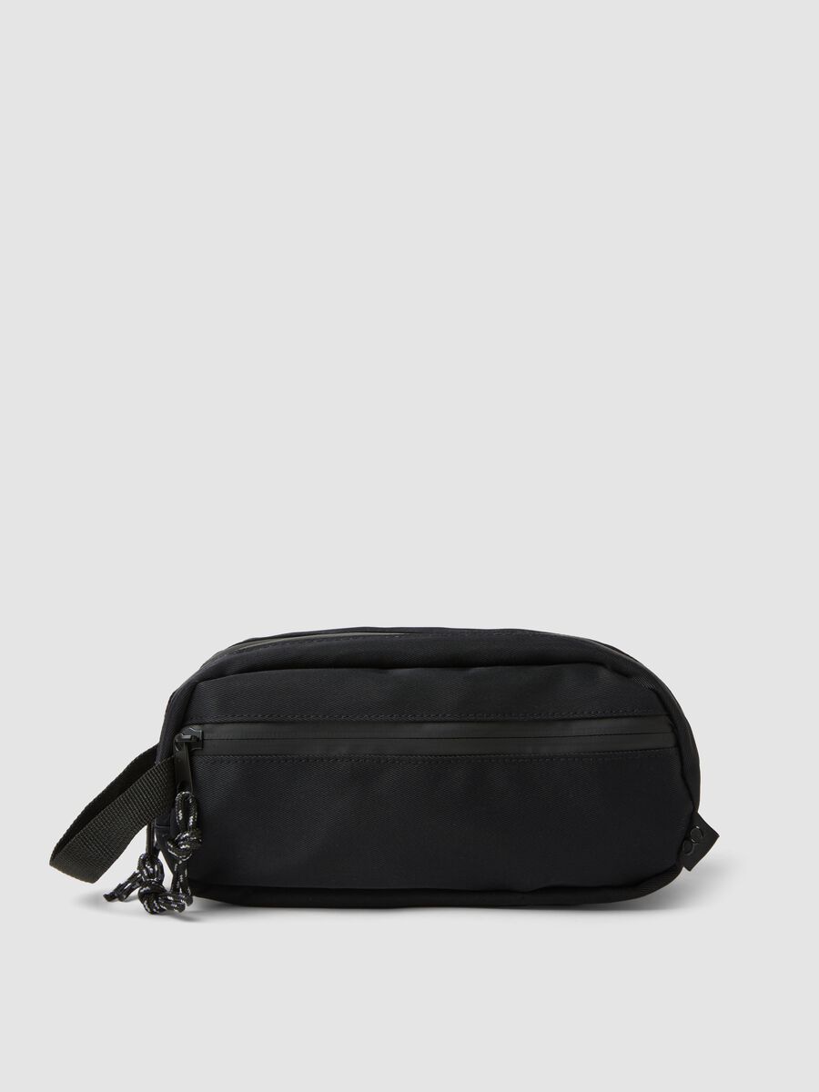 Beauty case nero con tasca frontale e zip_0