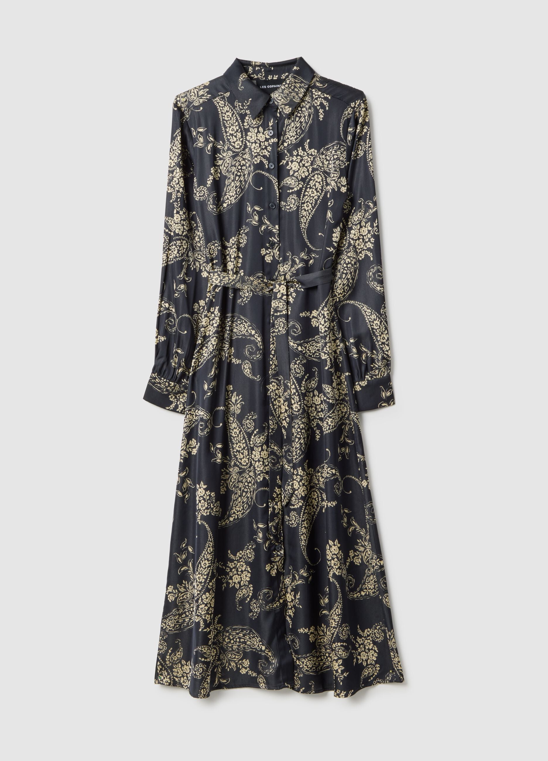 Multicolour viscose blend shirt dress regular fit with floral pattern