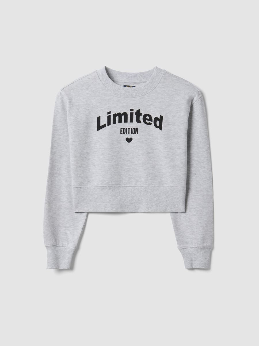 Grey organic cotton sweatshirt with front print for girls_3