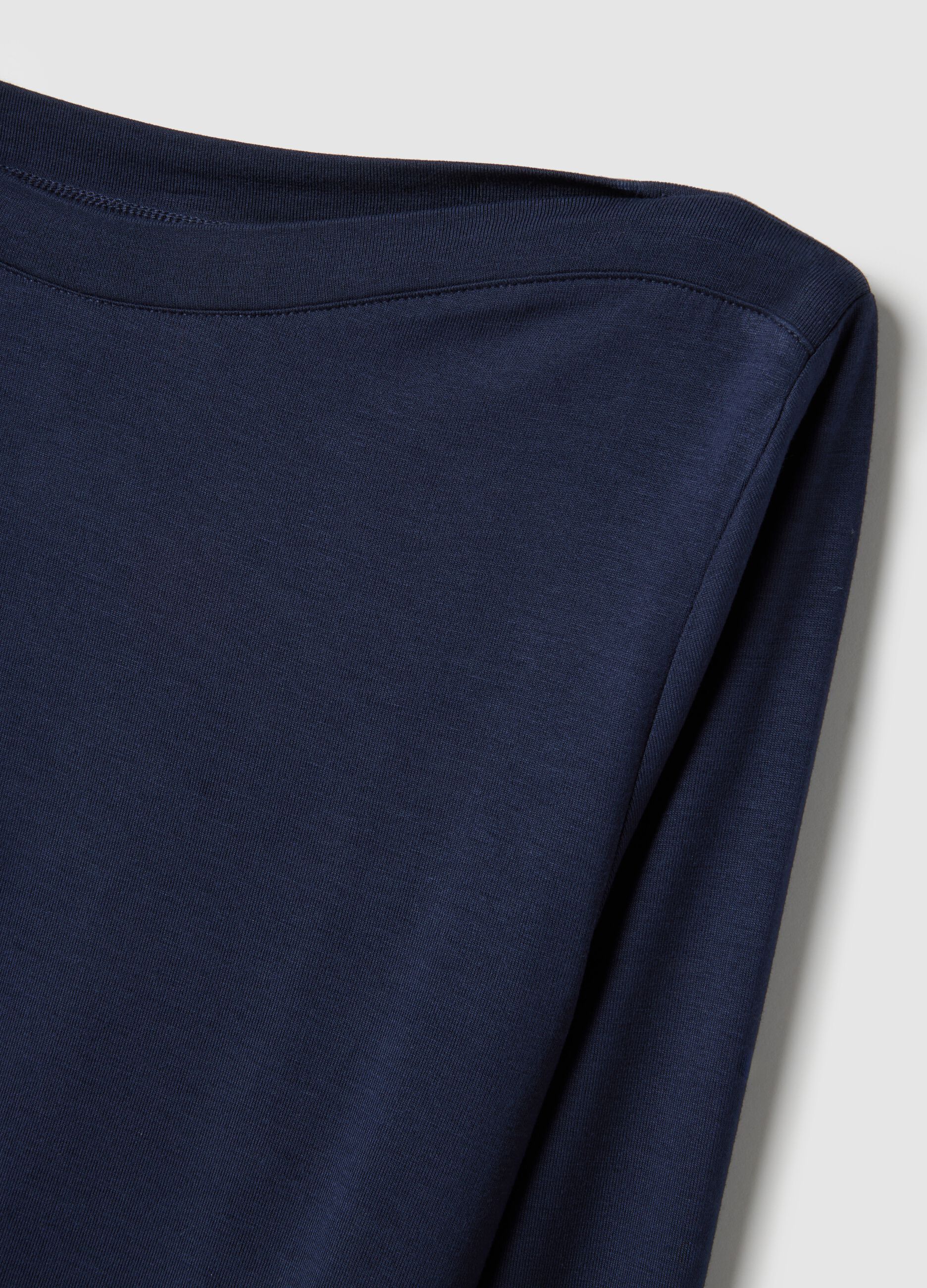 Blue long sleeve crew neck T-shirt regular fit