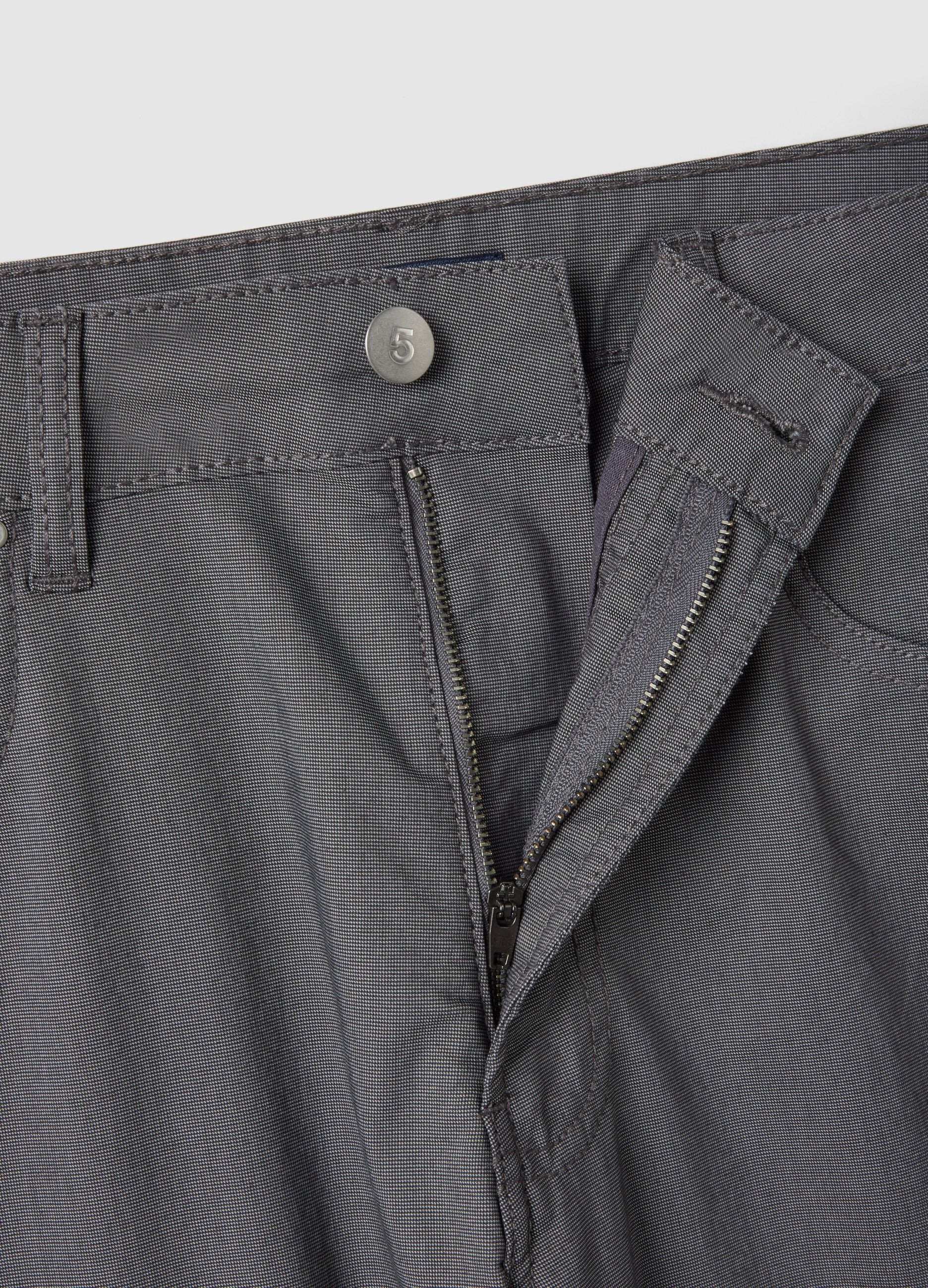 Grey stretch cotton blend slim fit chino trousers