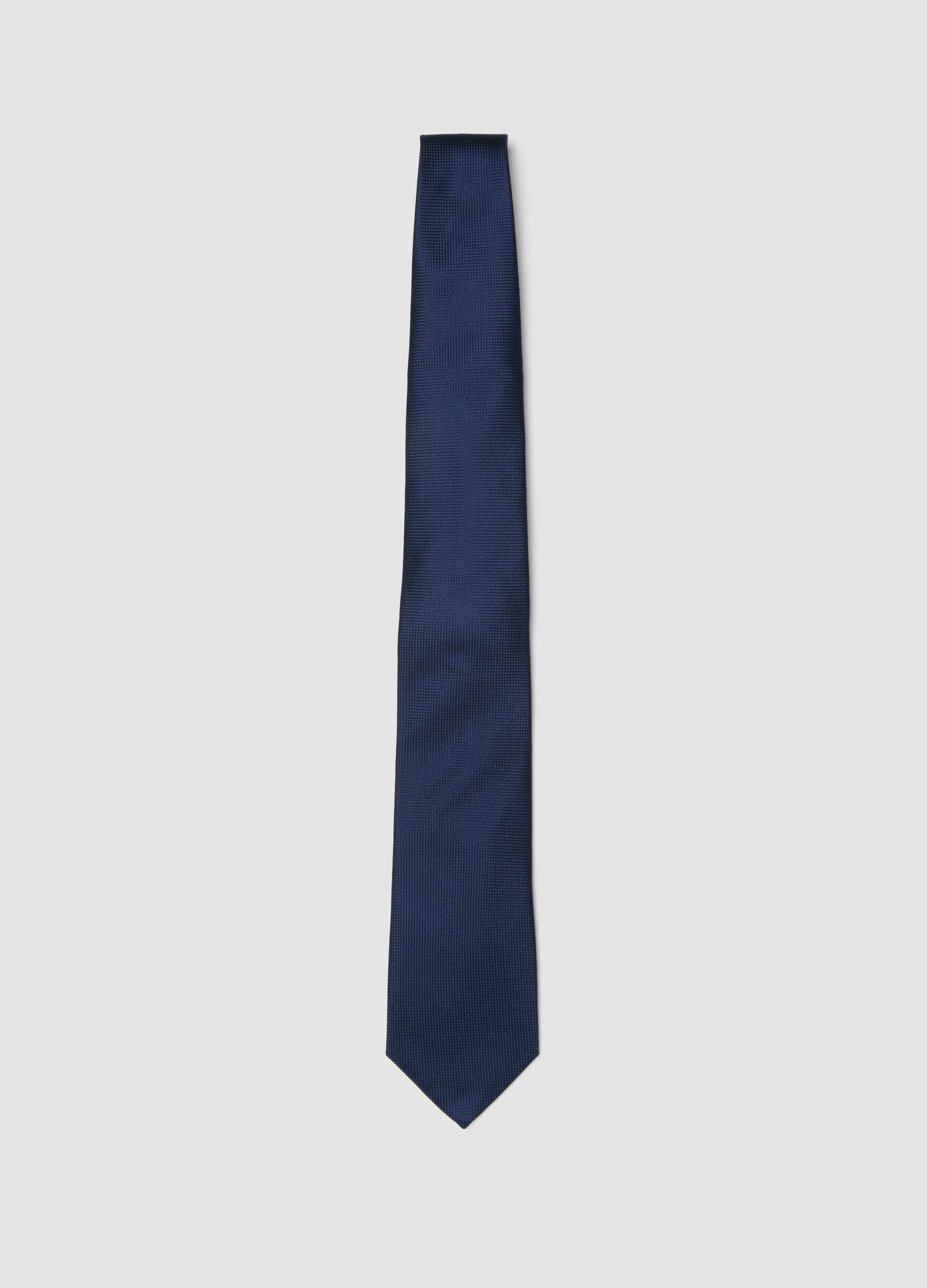 Blue pure silk tie, 8 cm wide