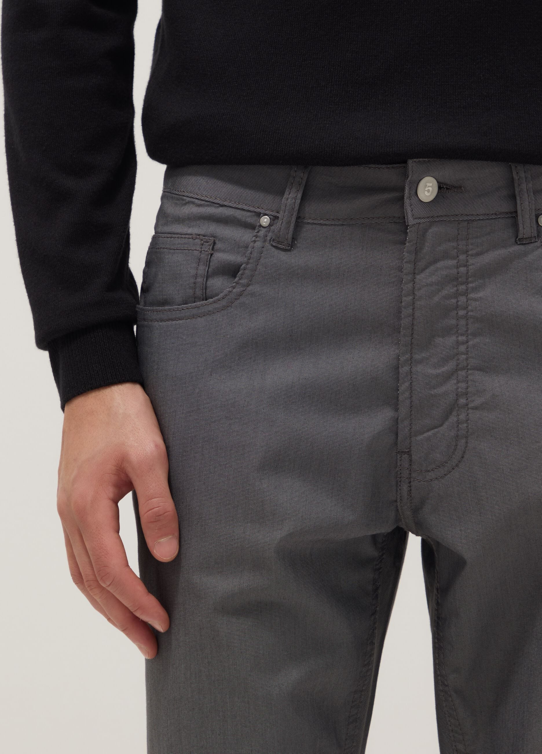 Grey stretch cotton blend slim fit chino trousers