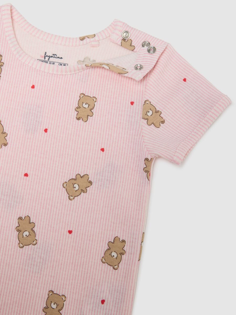 Baby Girls&rsquo; Pink Pure Cotton Body 2-Pack with Bear Prints_2