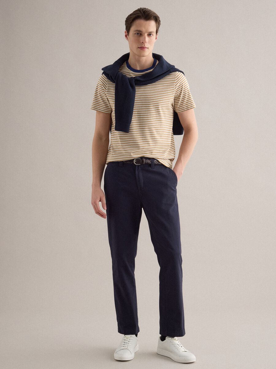 Multicolour striped pure cotton t-shirt regular fit_2