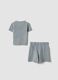 Grey stretch cotton set with T-shirt and shorts_4