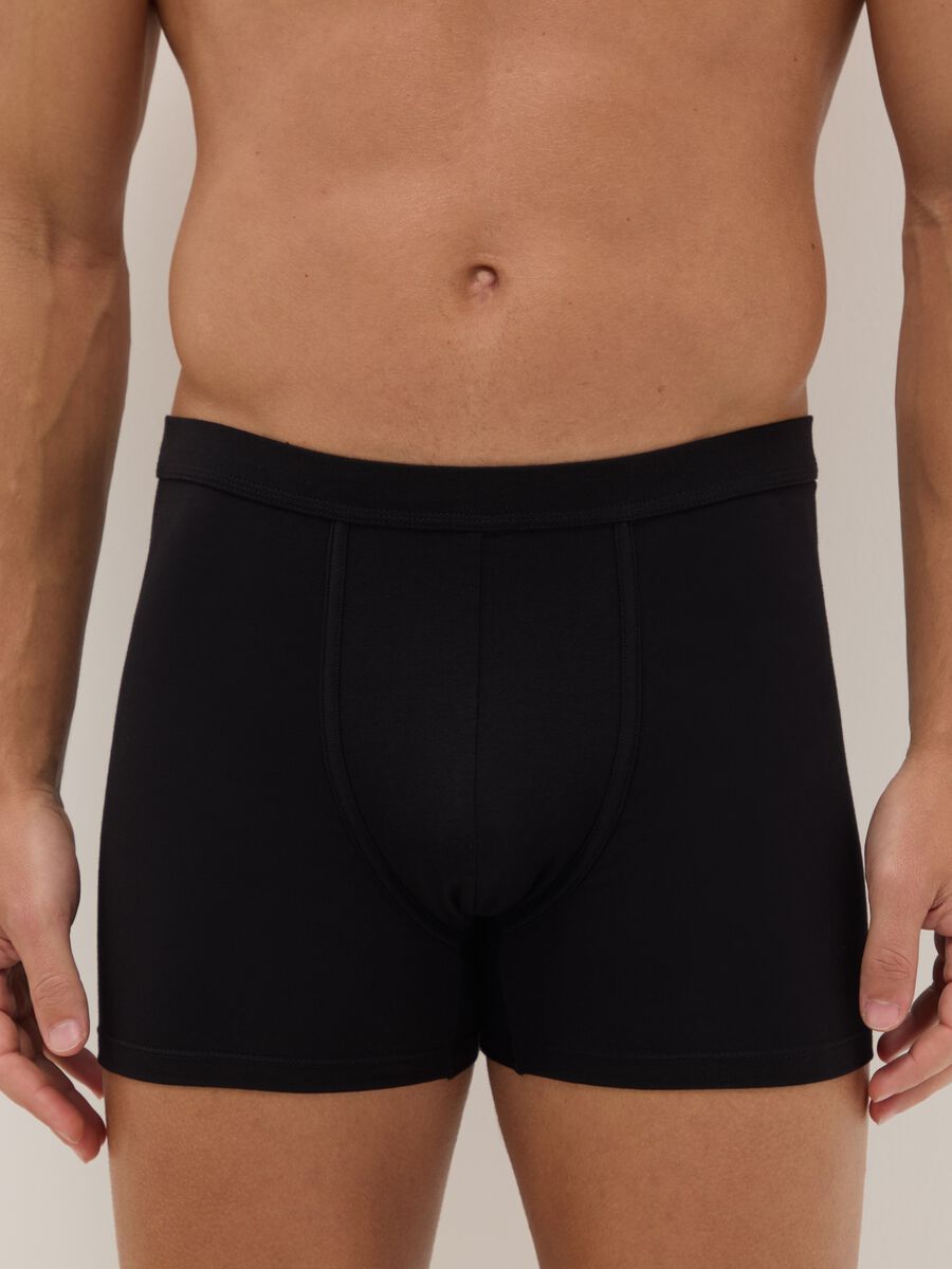 Two-pack of black midi boxer briefs in stretch Supima cotton, regular fit_1