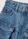 Girls&rsquo; blue denim cotton cargo shorts with wide-leg fit_2
