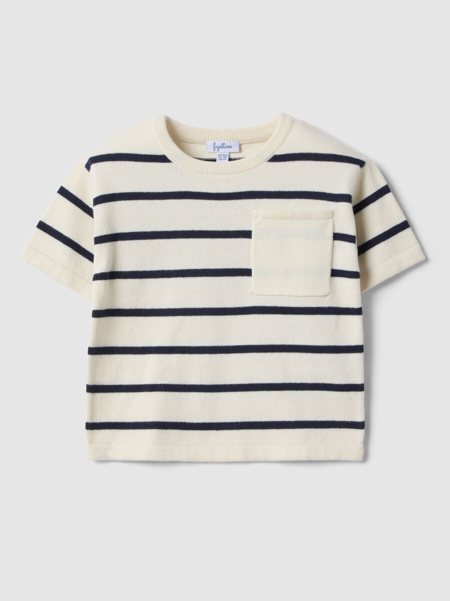 Children's regular fit multicoloured striped pure cotton t-shirt_0