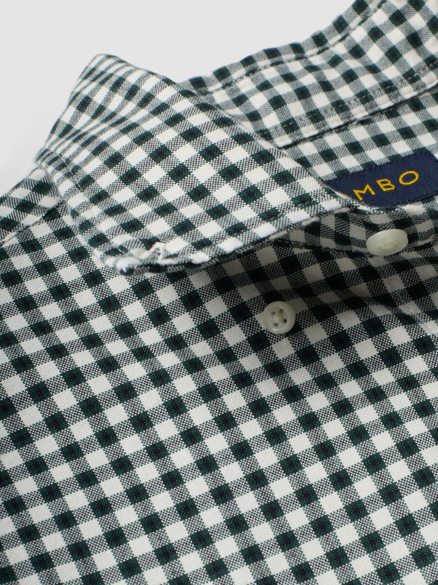 Camicia oxford verde a quadri in puro cotone con collo button-down regular fit_5