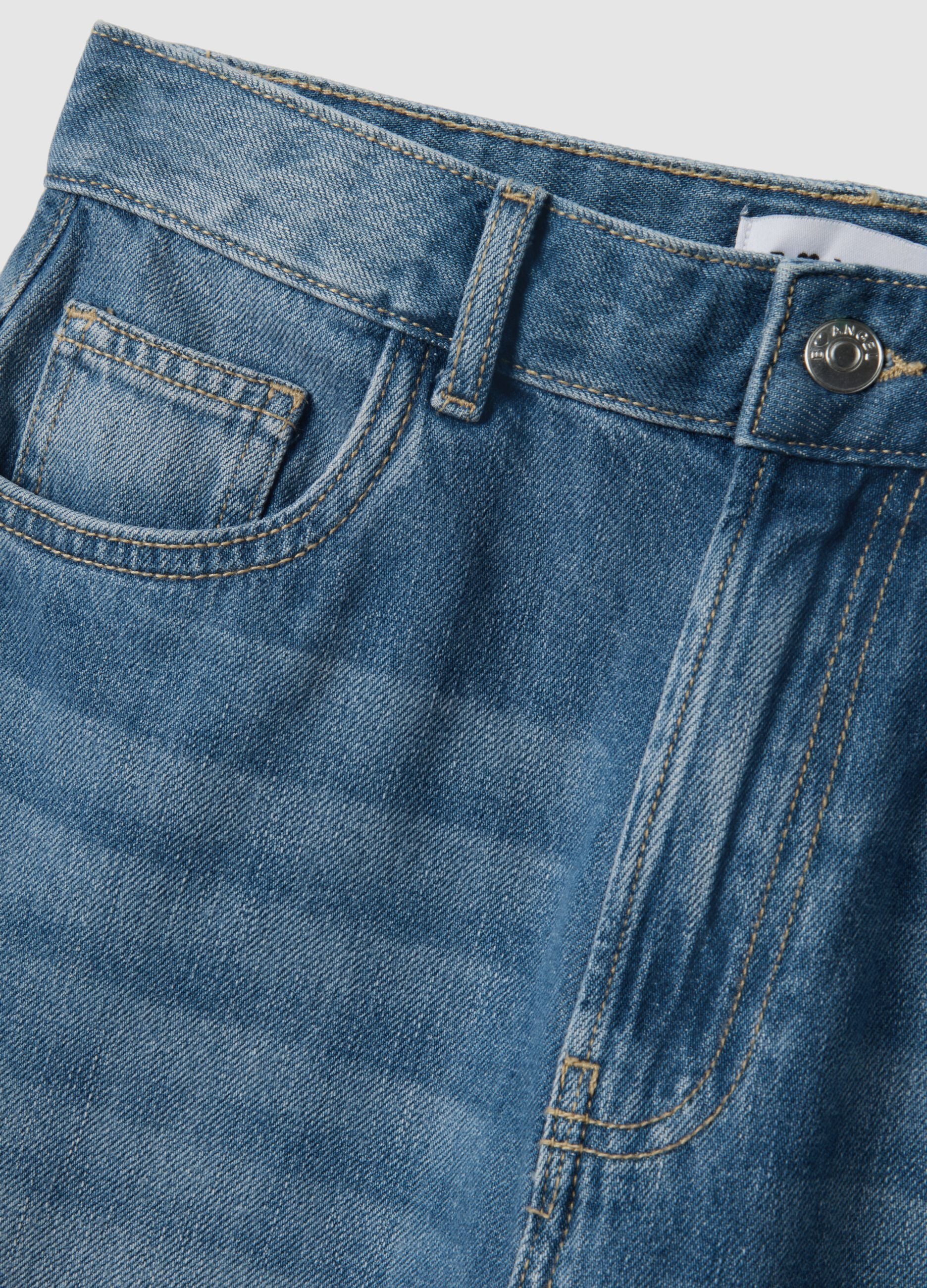 Blue denim pure cotton baggy shorts