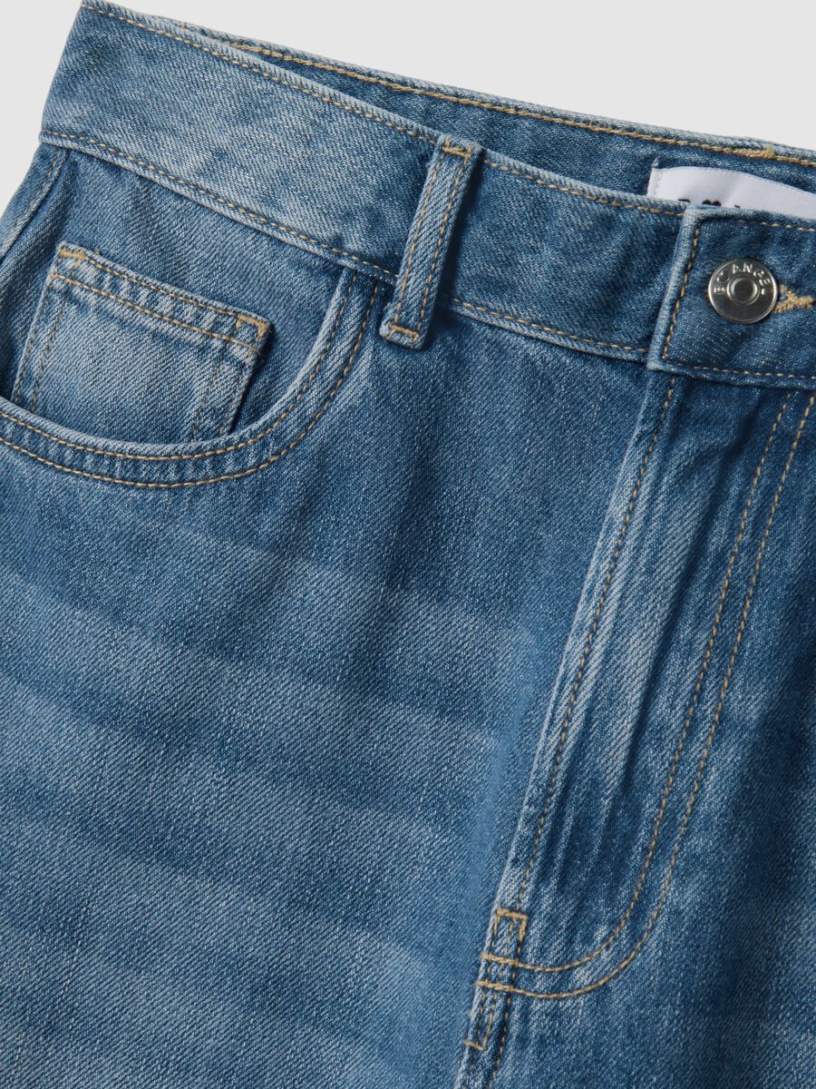Blue denim pure cotton baggy shorts_5