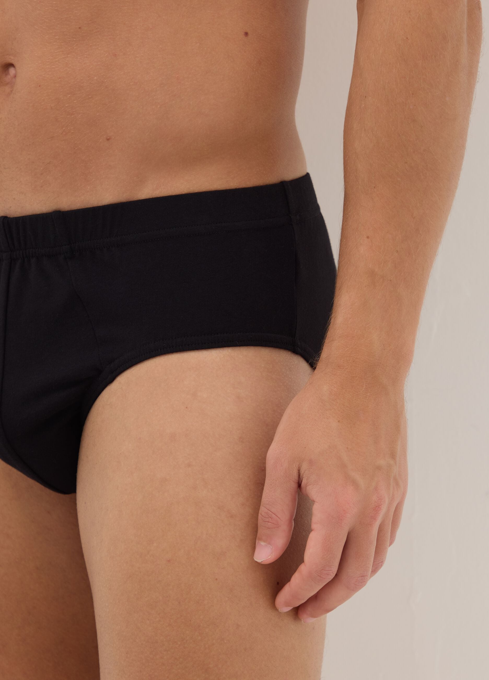 Black cotton stretch briefs with a snug fit