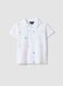 Girls' white pure cotton polo regular fit with embroidered flowers_3