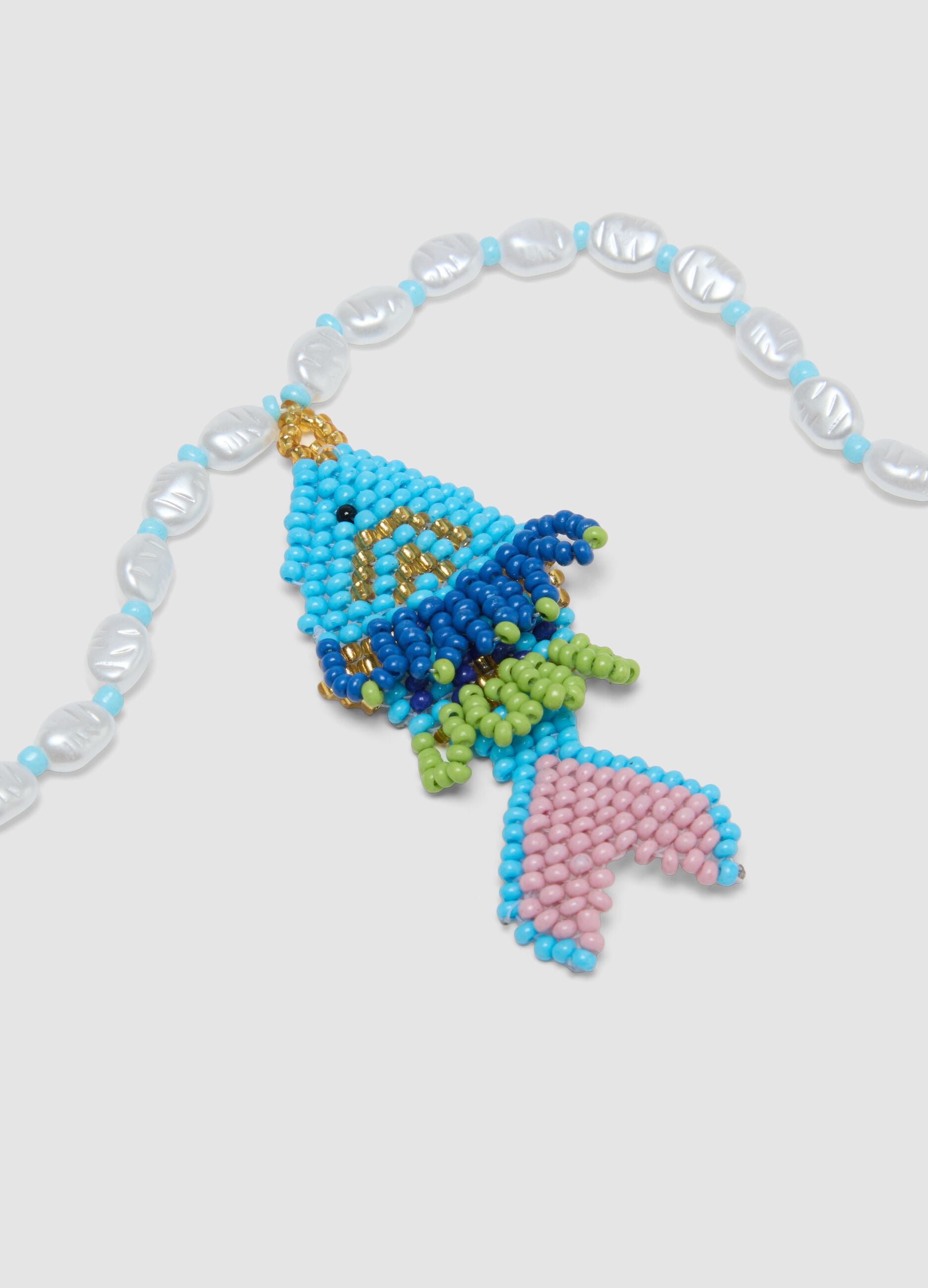 Adjustable multicolour necklace with beads and pendant