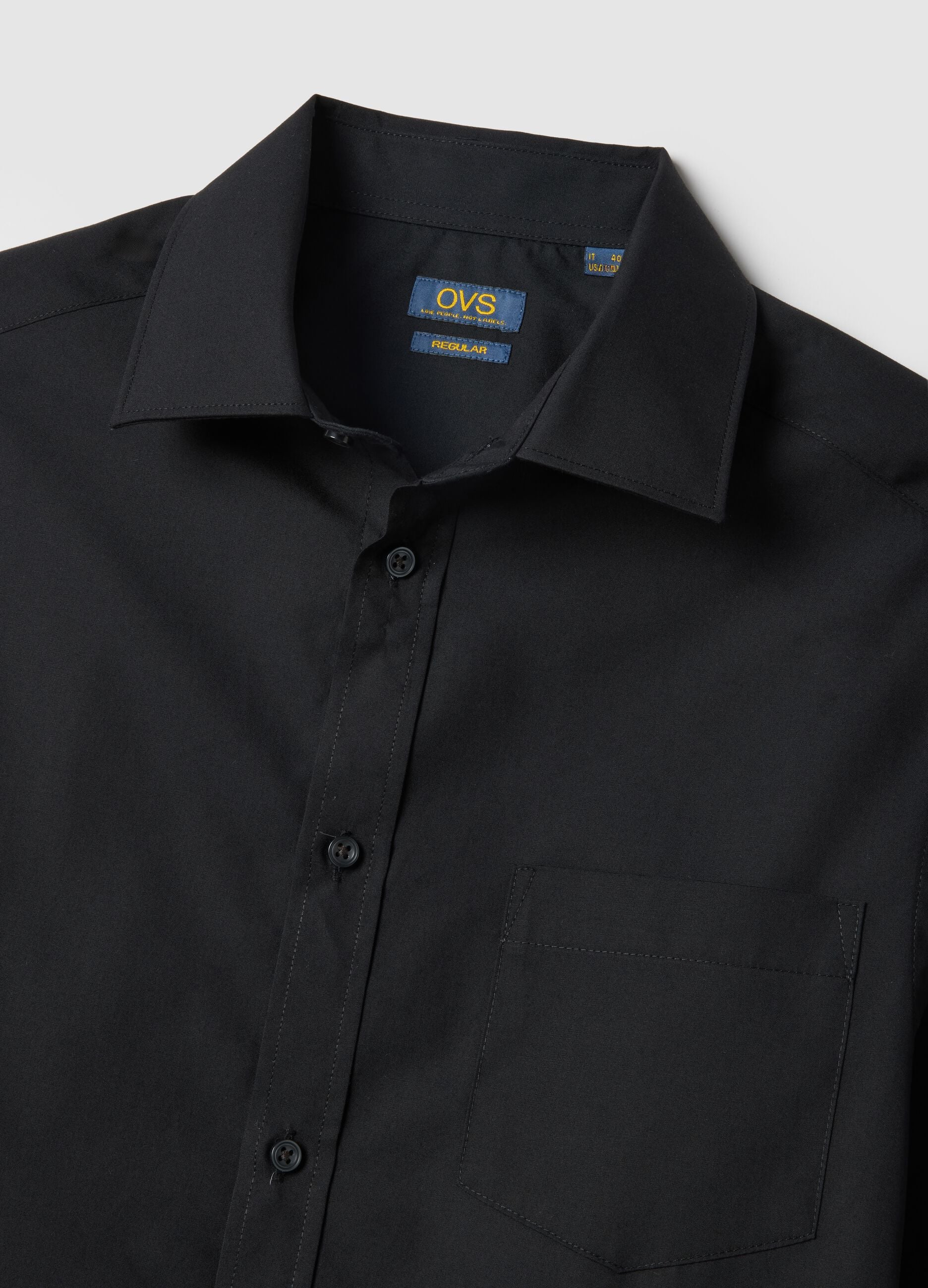 Black cotton-blend shirt regular fit easy iron