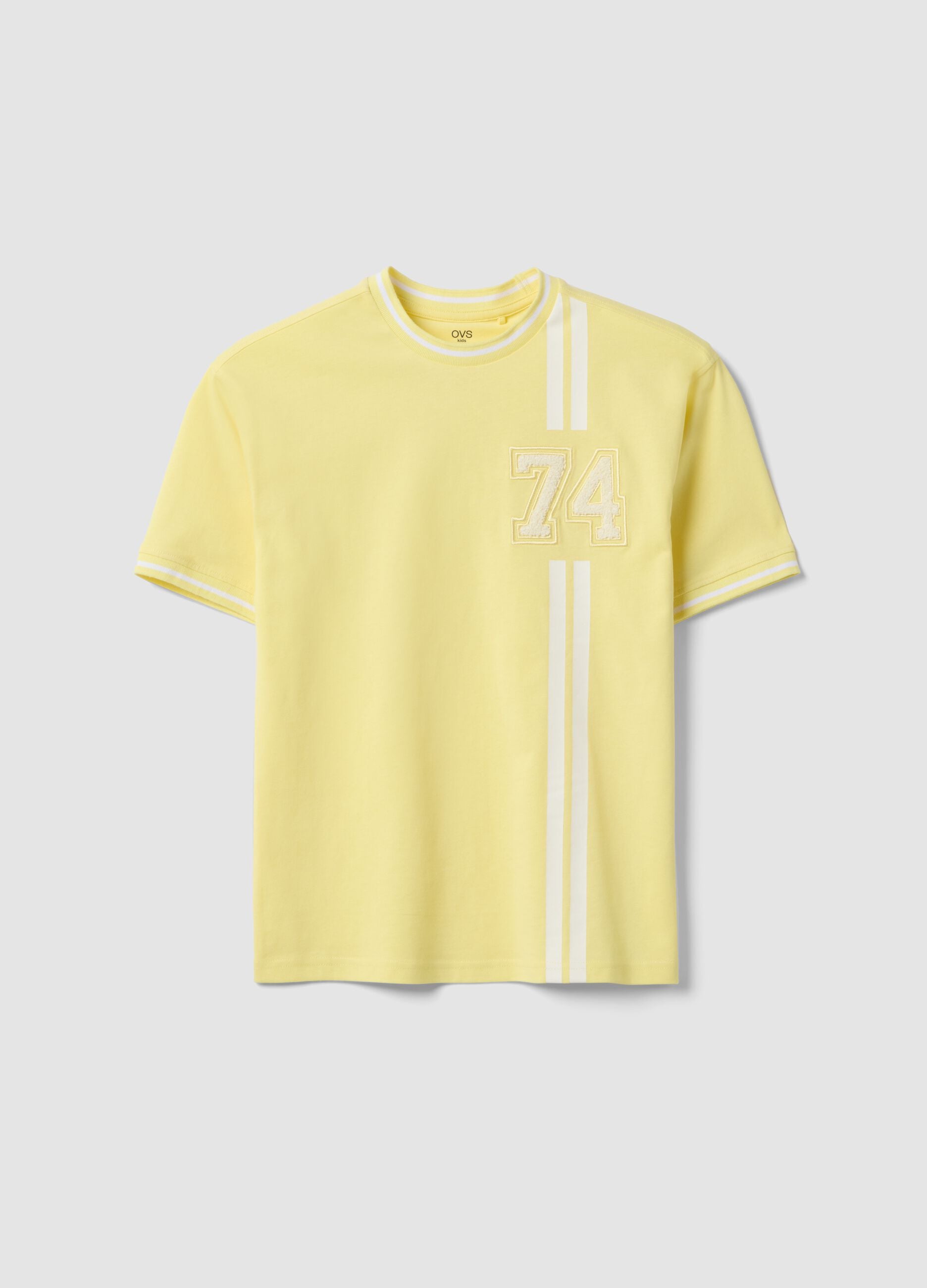 Boys' yellow pure cotton relaxed fit t-shirt with number