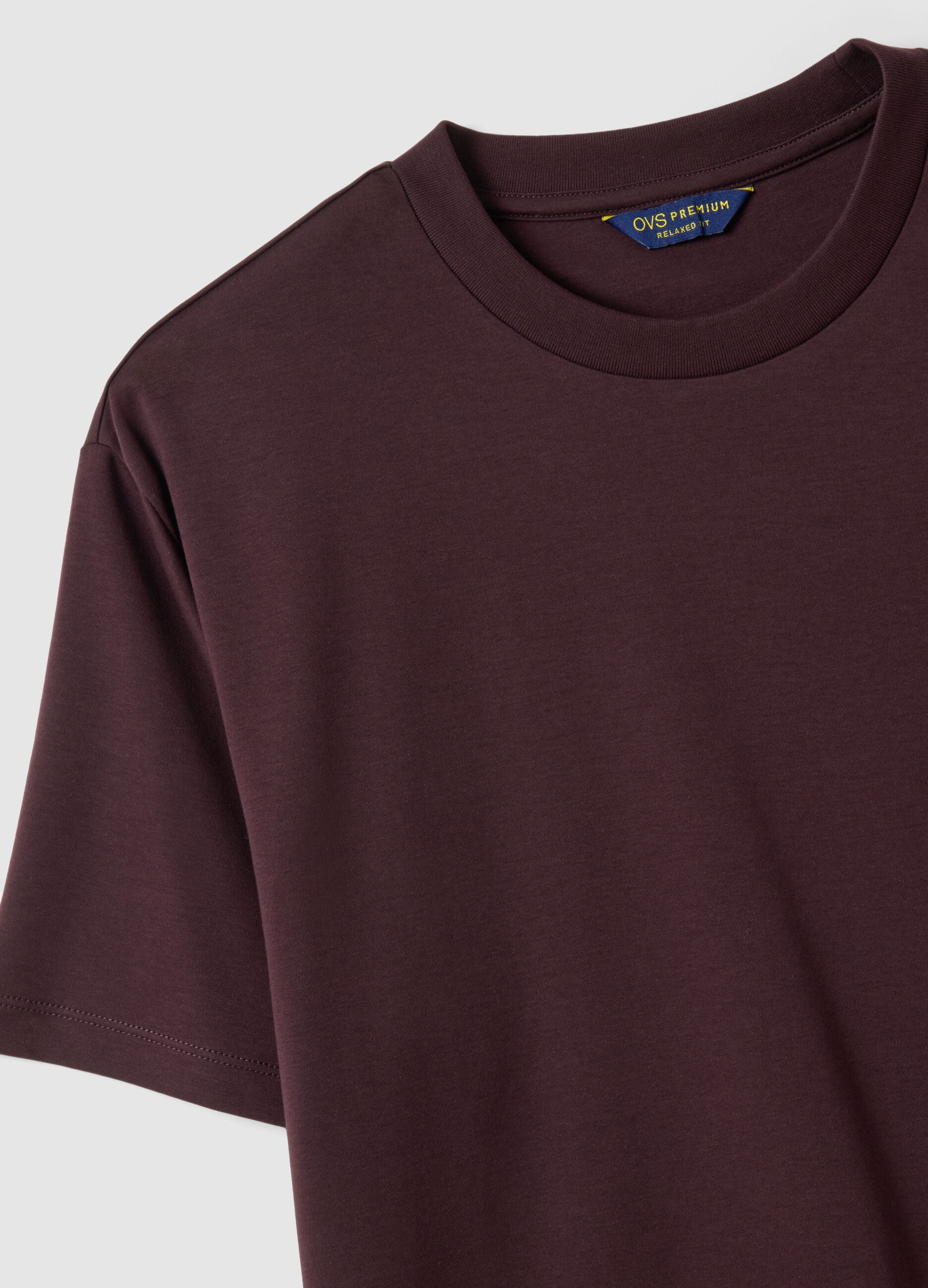 Brown pure cotton crew neck T-shirt regular fit