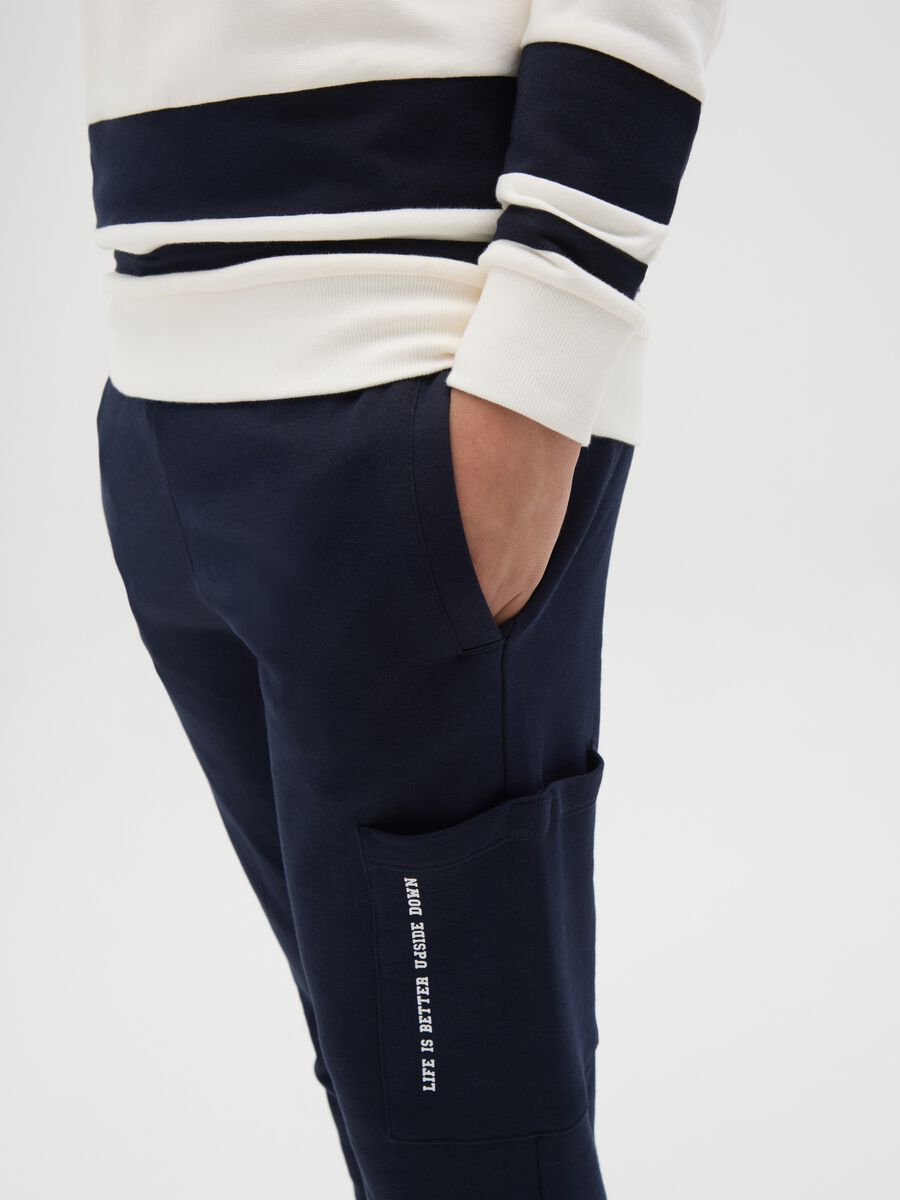 Fleece joggers with drawstring and print_1