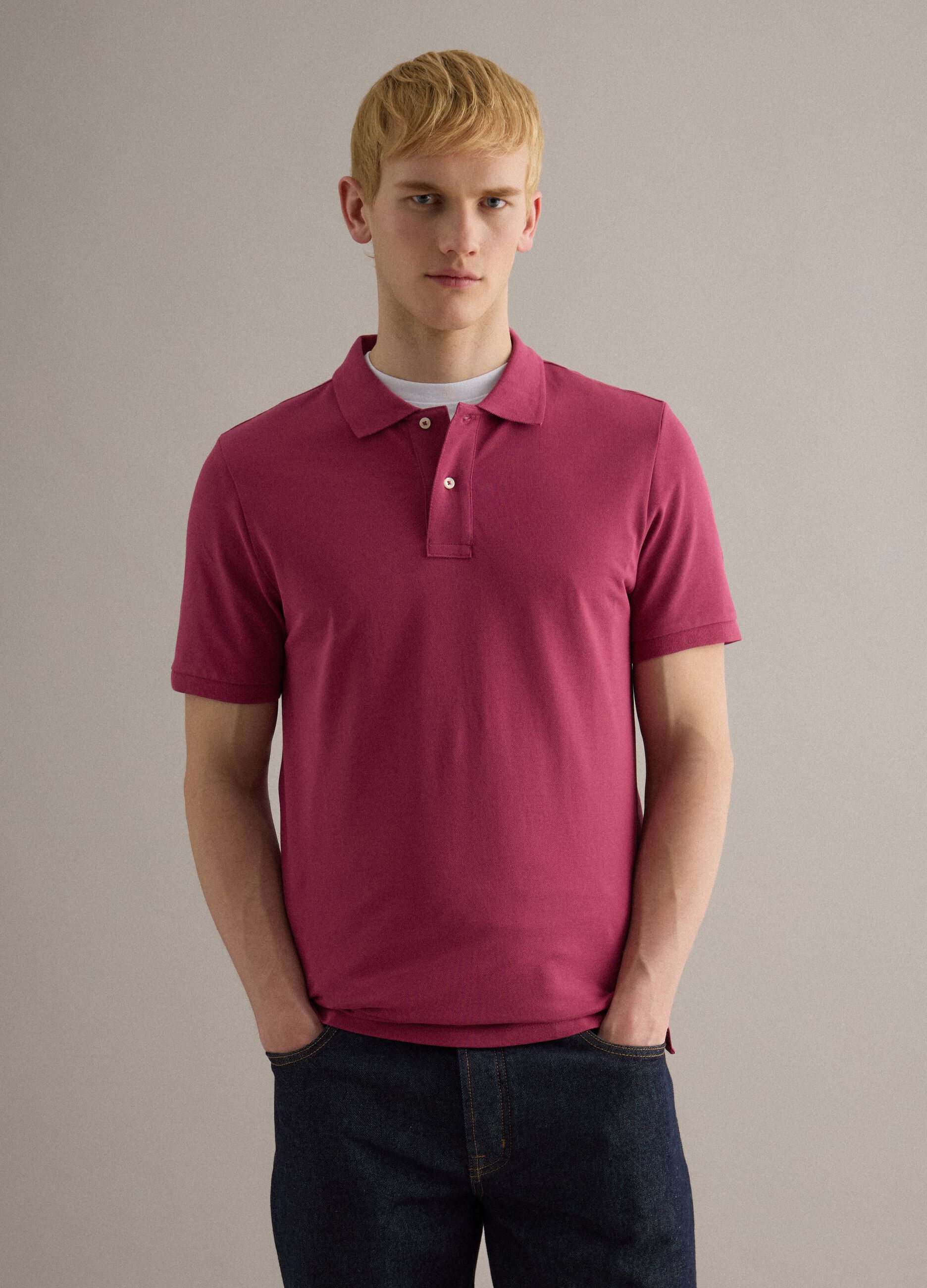 Pink Supima cotton polo shirt, regular fit