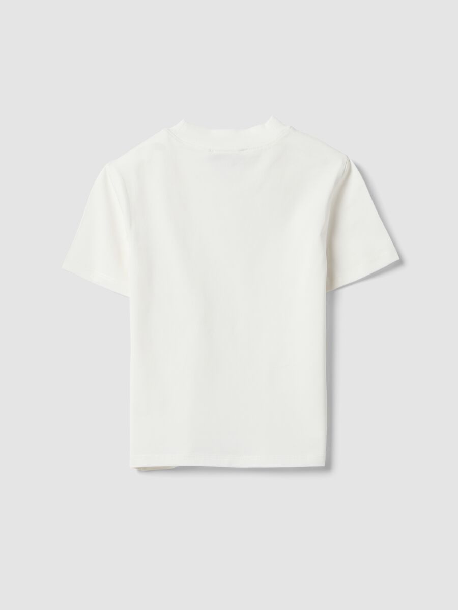 White fitted stretch-cotton T-shirt with high neck_1