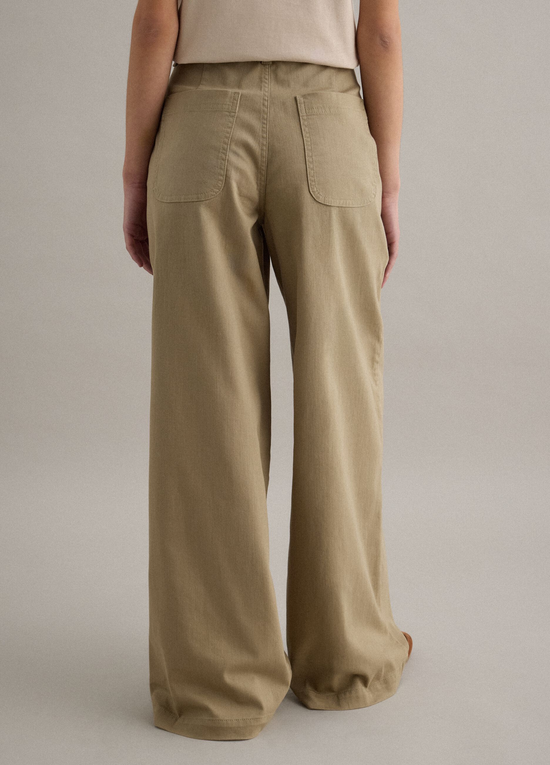 Beige Regular Fit Stretch Cotton Chino Trousers