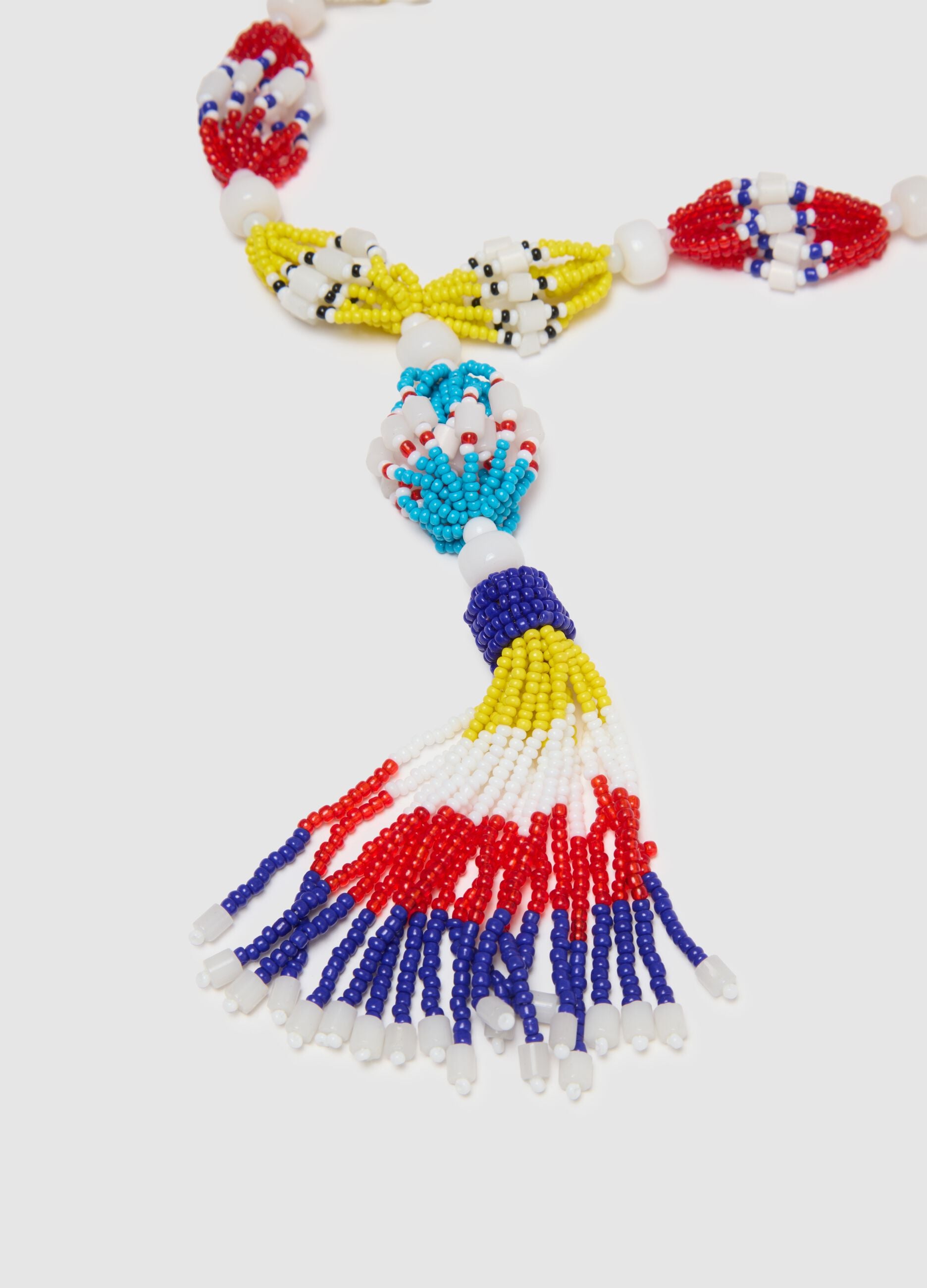 Multicoloured glass necklace with pendant