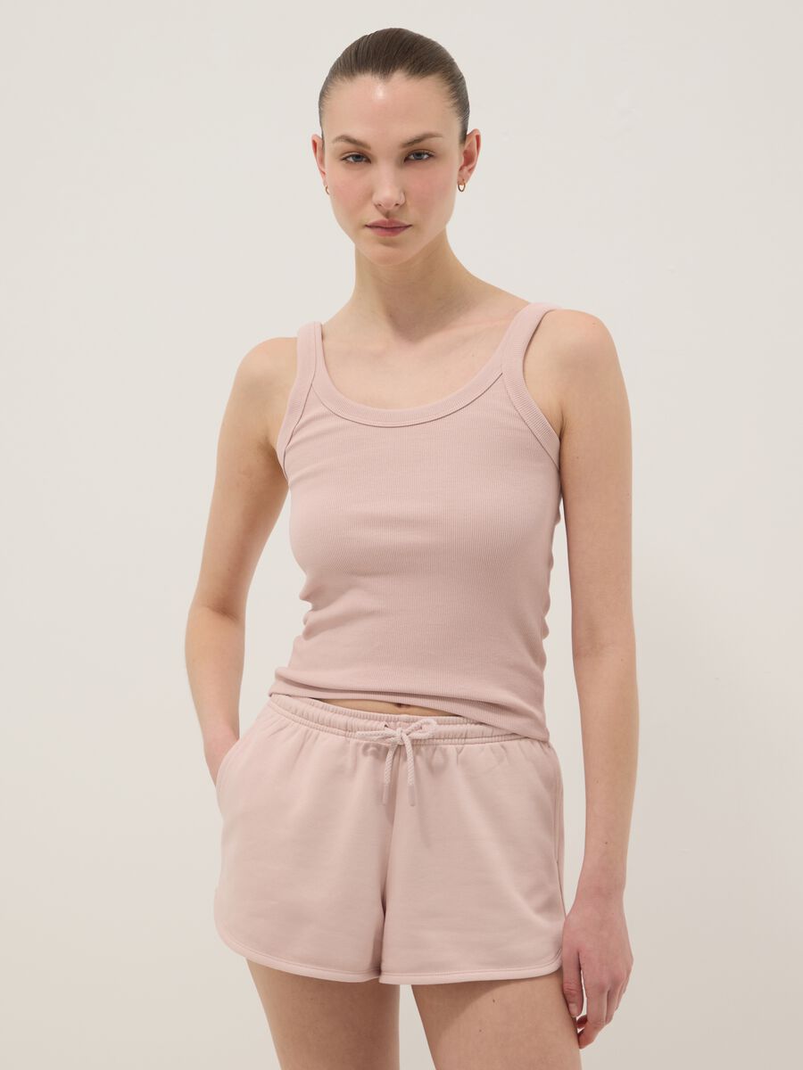 Pink fitted stretch cotton vest top_3