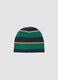 Multicolour striped stretch cotton hat with &lsquo;Club&rsquo; slogan_1