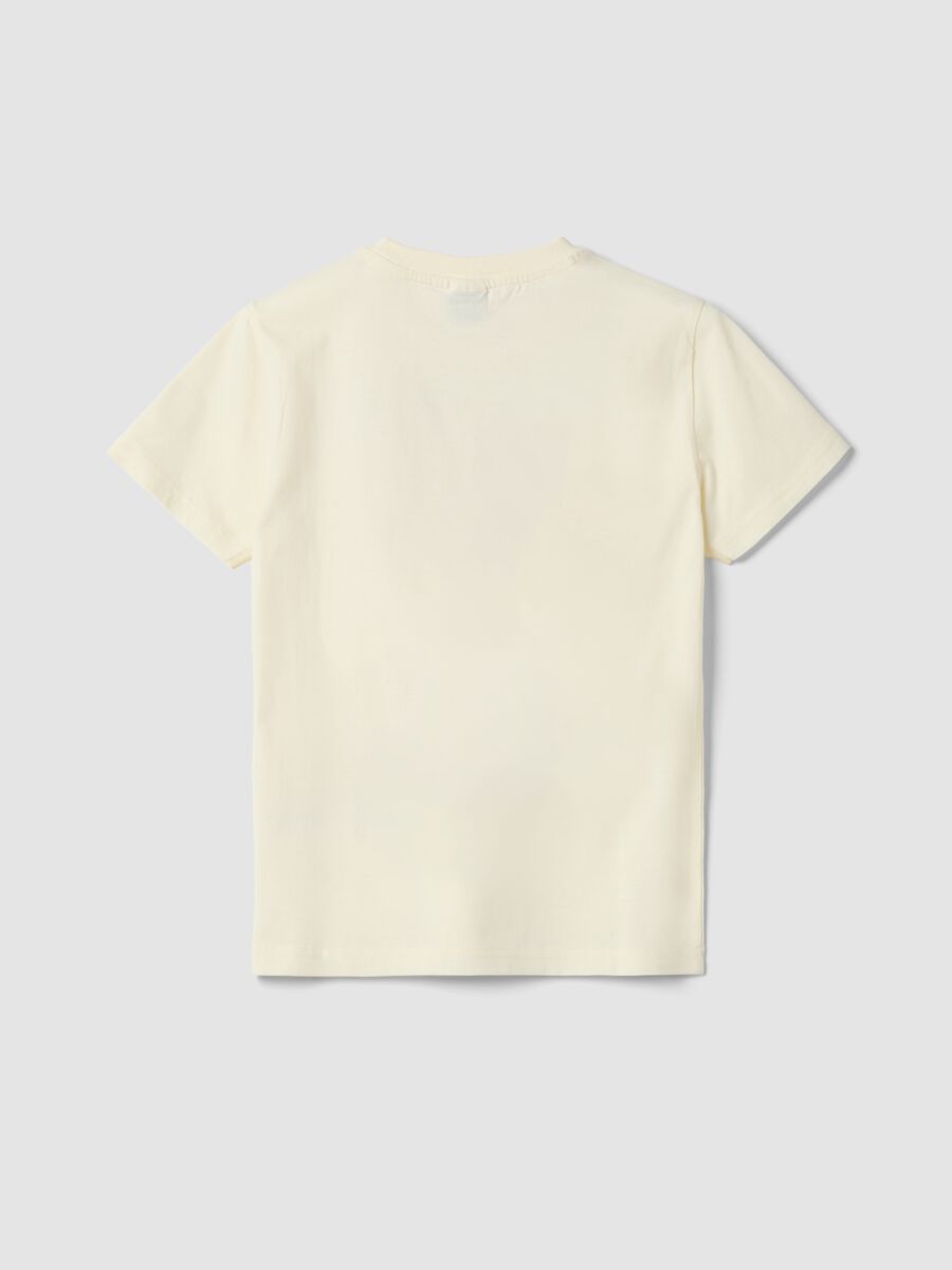 Children's regular fit beige pure cotton t-shirt with prints_4