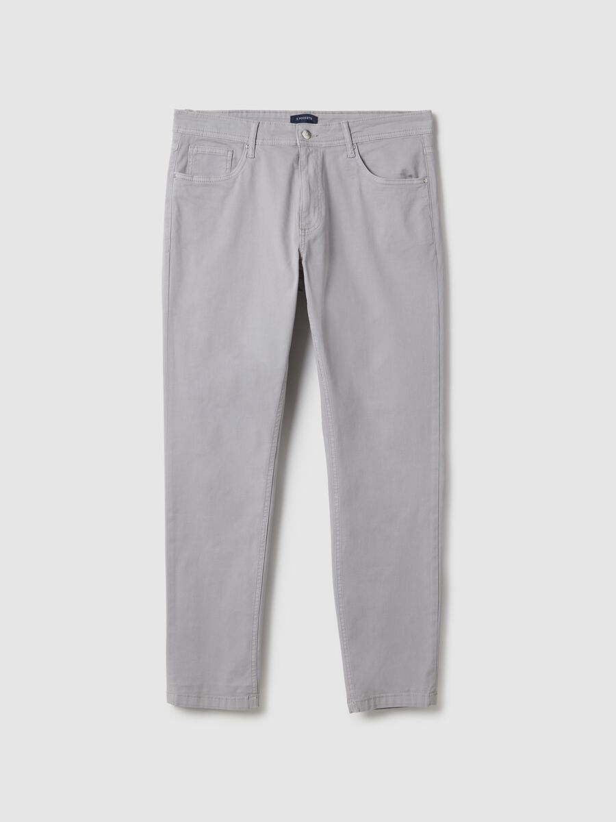 Grey stretch cotton slim fit trousers_4