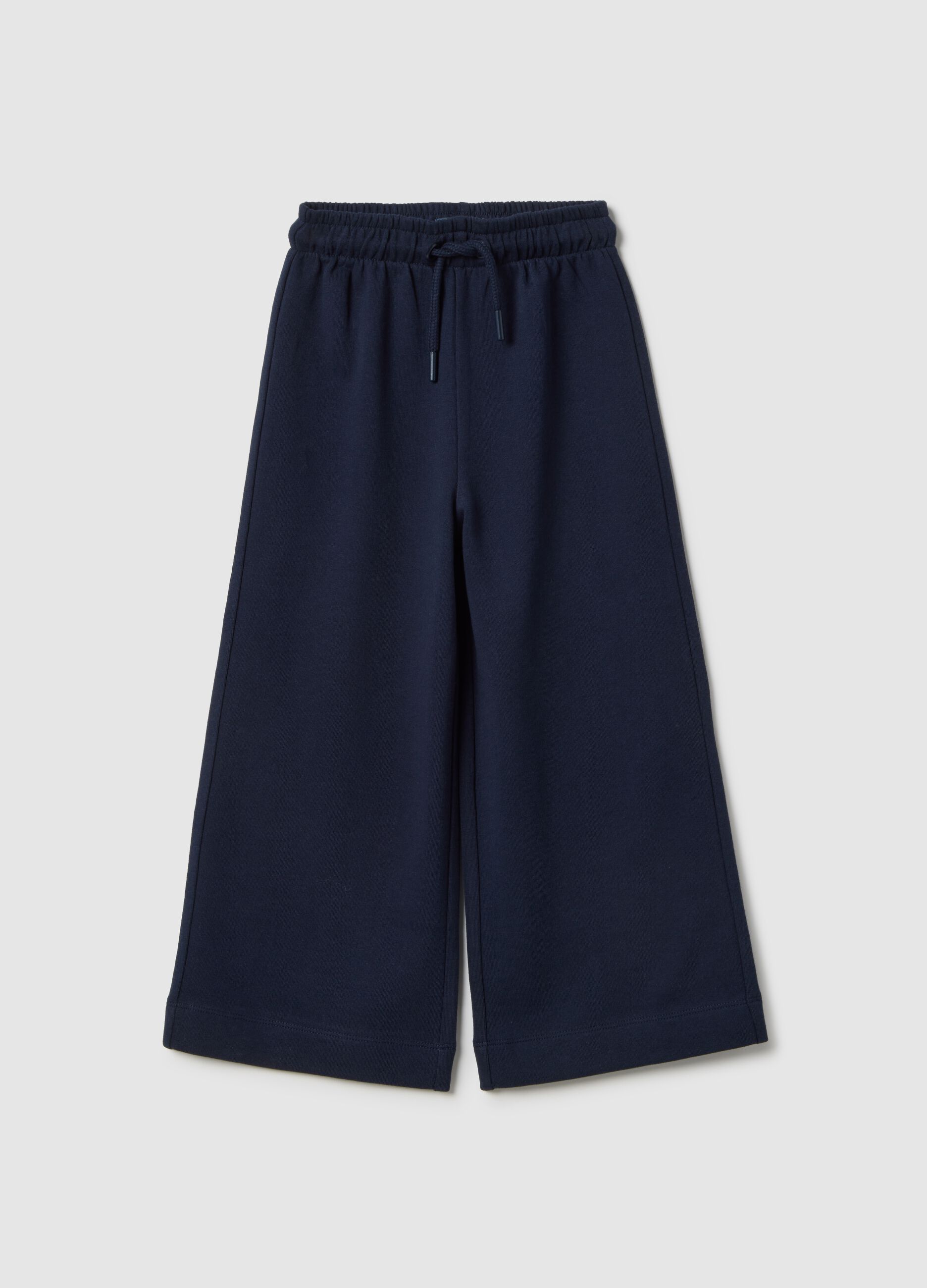 Girls' blue pure cotton wide leg trousers