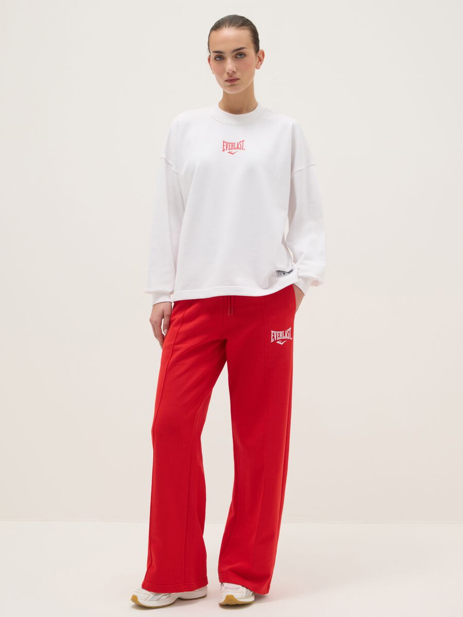 Maglia a maniche lunghe in misto cotone bianca regular fit con logo_1
