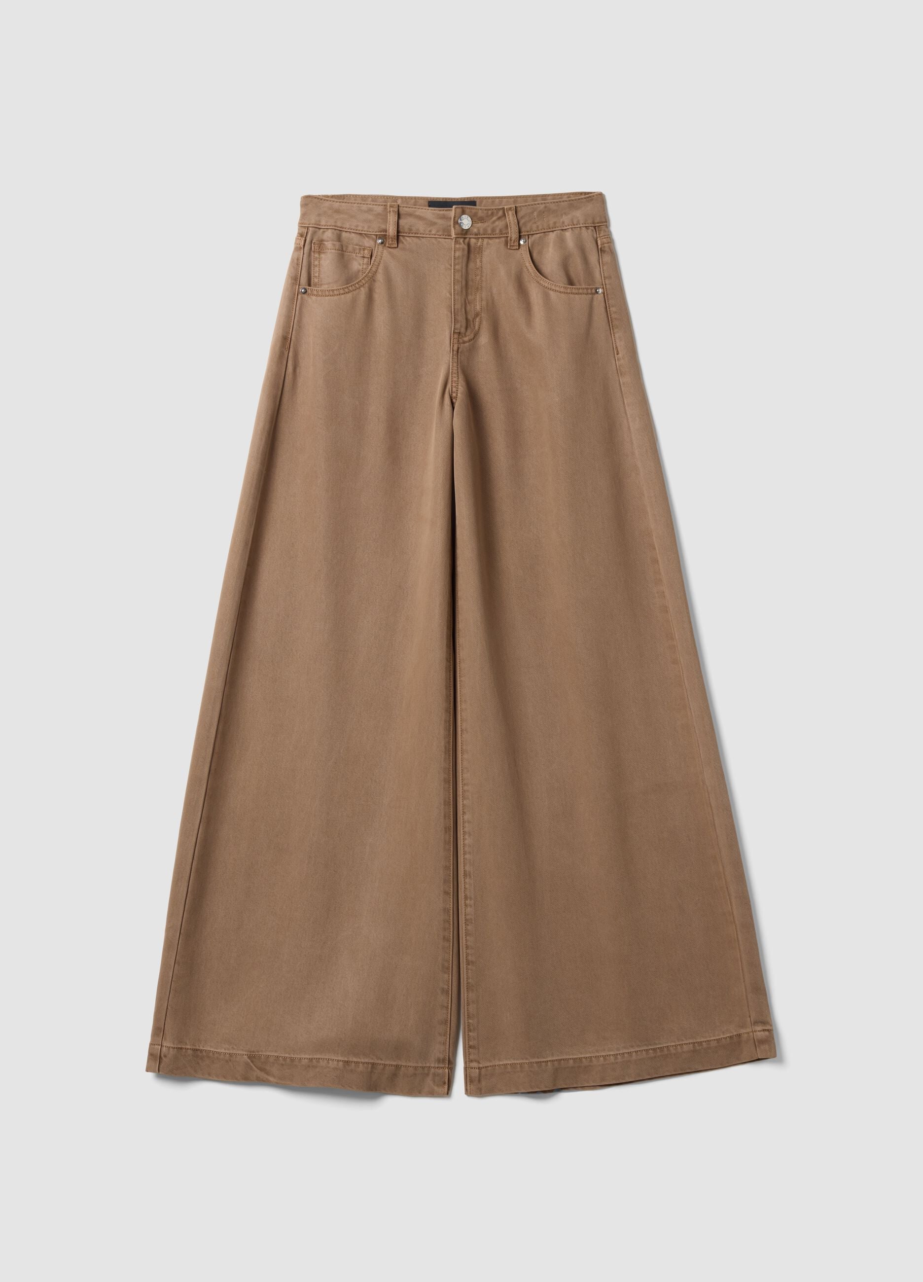 Brown wide-leg jeans in pure lyocell