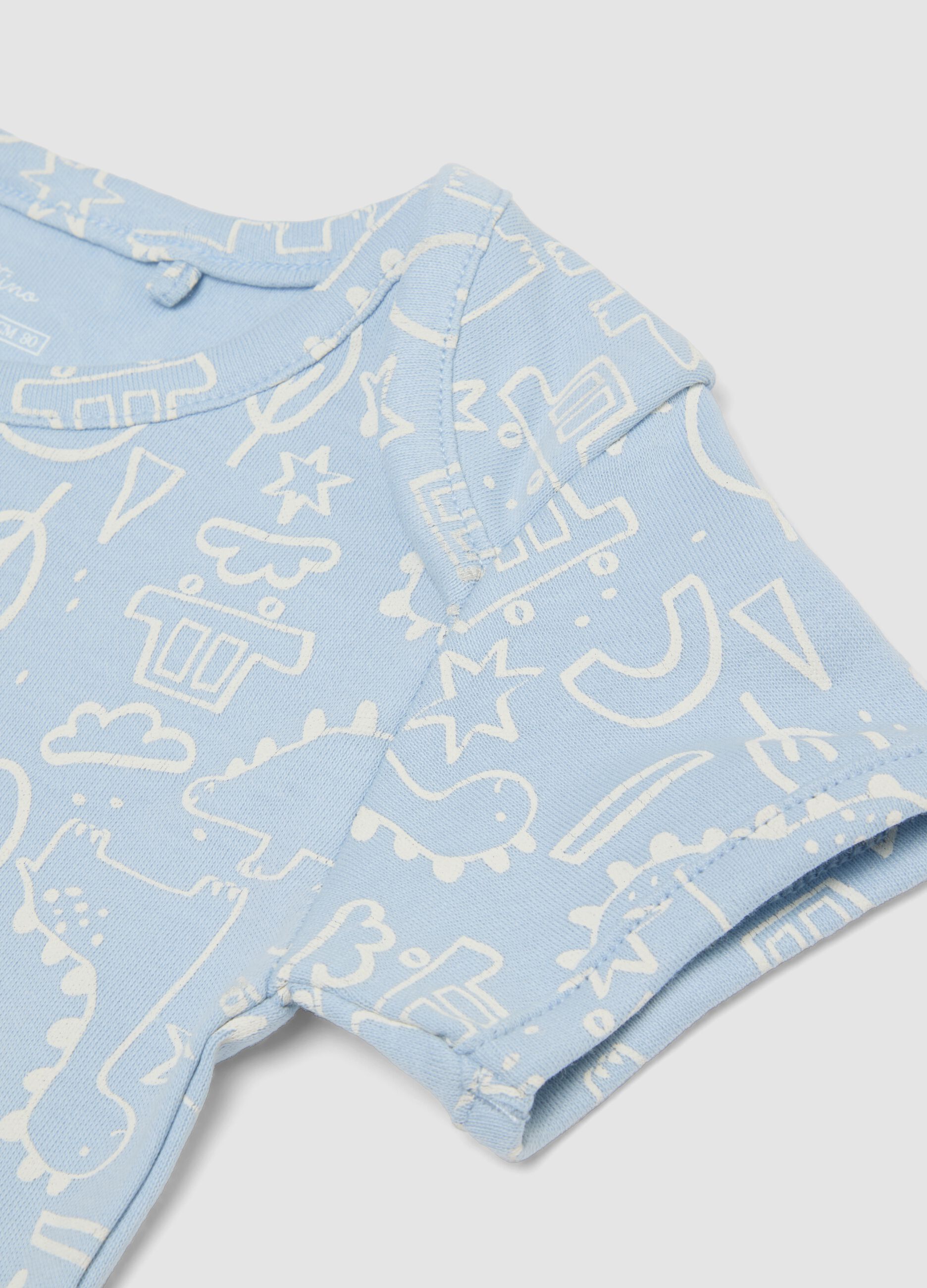 2-pack of light blue and beige organic cotton bodysuits for baby and toddler