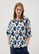 Blue stretch-cotton top with floral print_0