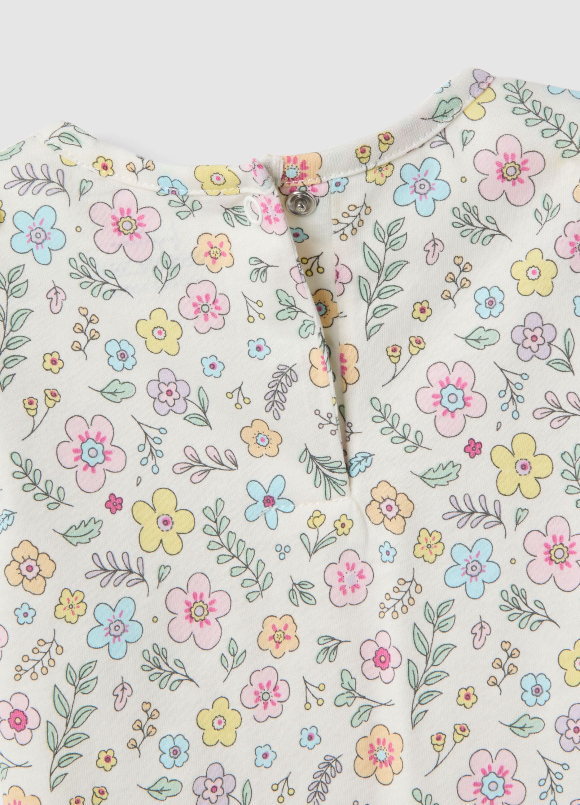 Multicolour pure cotton baby pyjamas with floral design